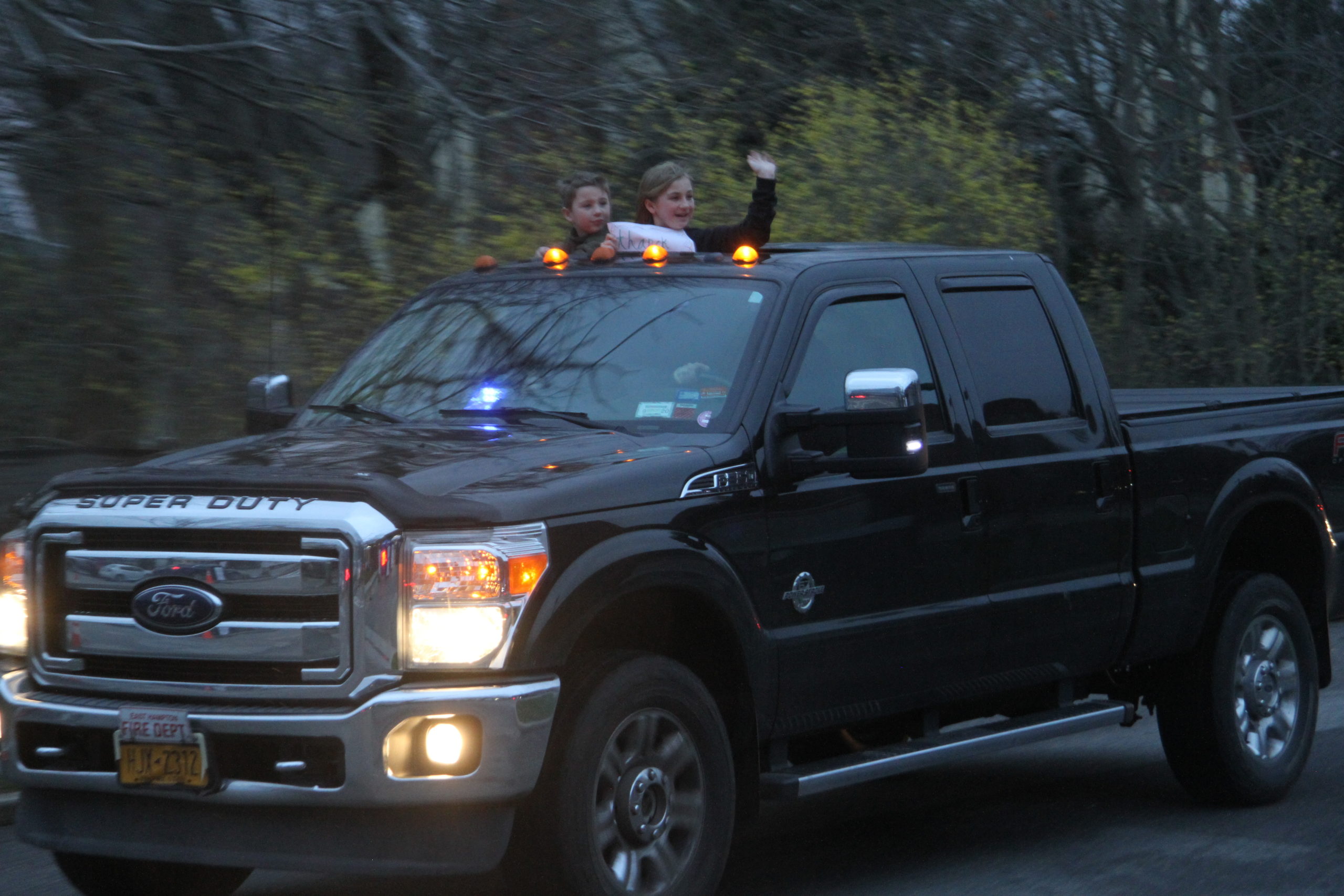 First responders from every department on the South Fork streamed past the Stony Brook Southampton Hospital emergency room on Friday night to salute hospital staff. 