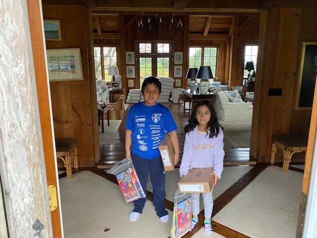 Students in the Bridgehampton School's elementary grades receiced Chromebook computers to help them continue their studies during coronavirus pandemic school closure. COURTESY BRIDGEHAMPTON SCHOOL