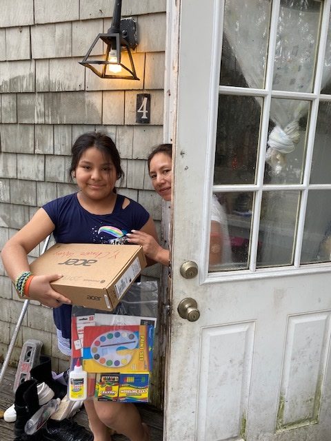 Students in the Bridgehampton School's elementary grades receiced Chromebook computers to help them continue their studies during coronavirus pandemic school closure. COURTESY BRIDGEHAMPTON SCHOOL