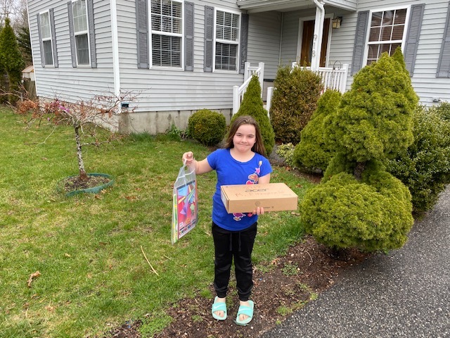 Students in the Bridgehampton School's elementary grades receiced Chromebook computers to help them continue their studies during coronavirus pandemic school closure. COURTESY BRIDGEHAMPTON SCHOOL