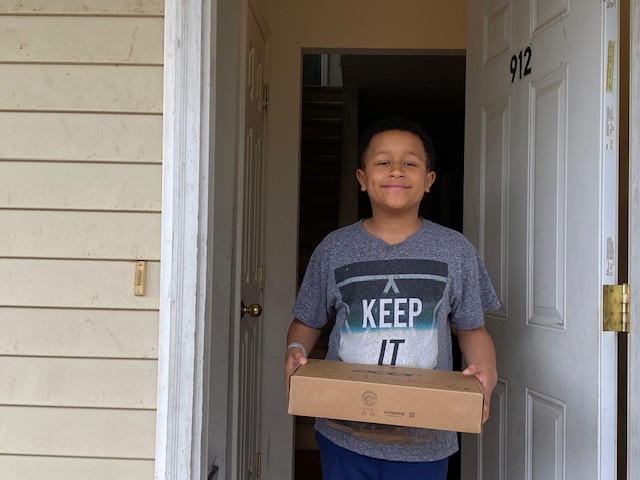 Students in the Bridgehampton School's elementary grades receiced Chromebook computers to help them continue their studies during coronavirus pandemic school closure. COURTESY BRIDGEHAMPTON SCHOOL