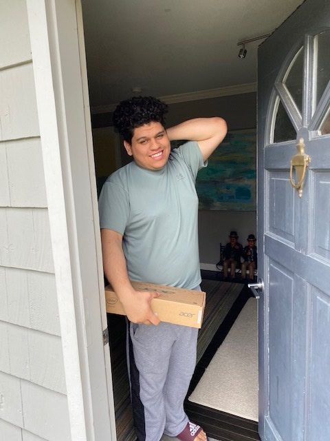 Students in the Bridgehampton School's elementary grades receiced Chromebook computers to help them continue their studies during coronavirus pandemic school closure. COURTESY BRIDGEHAMPTON SCHOOL