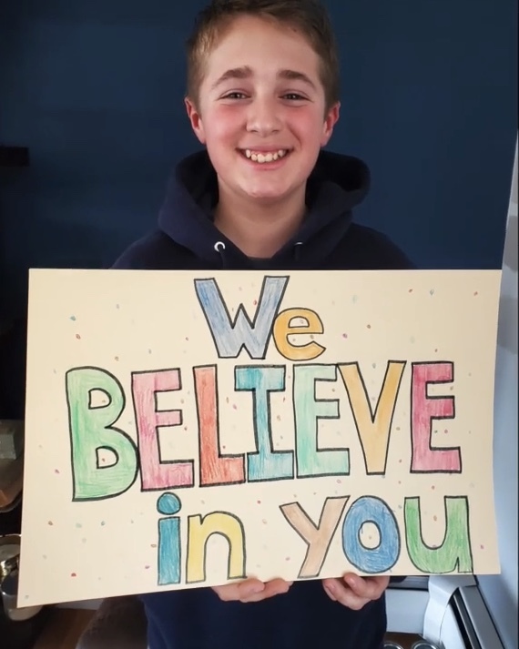 Pierson seventh grader Adam Drohan opened a special video created for healthcare workers with a message: 