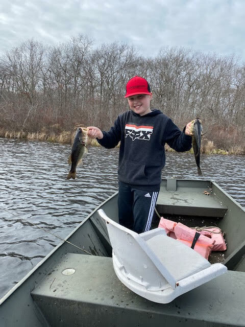 Nick D'Angelo picked a couple pre-spawn largemouths out of the local freshwaters with his dad last week.