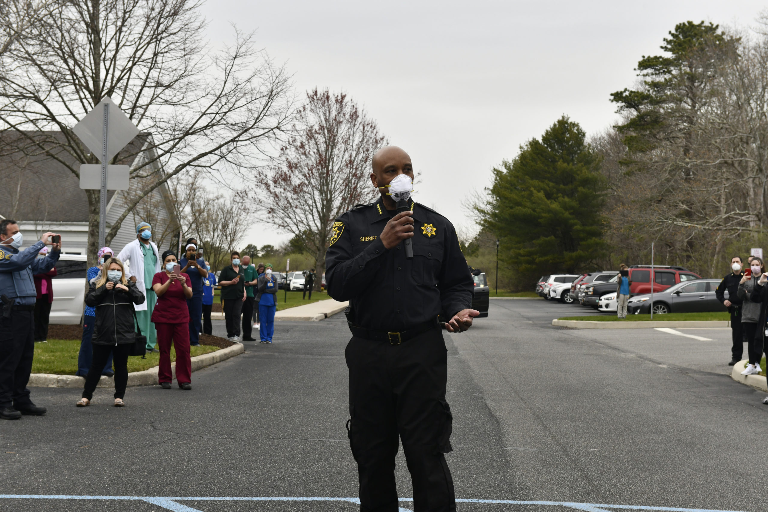 Suffolk County Sheriff Errol D. Toulon, Jr., addresses the crowd.