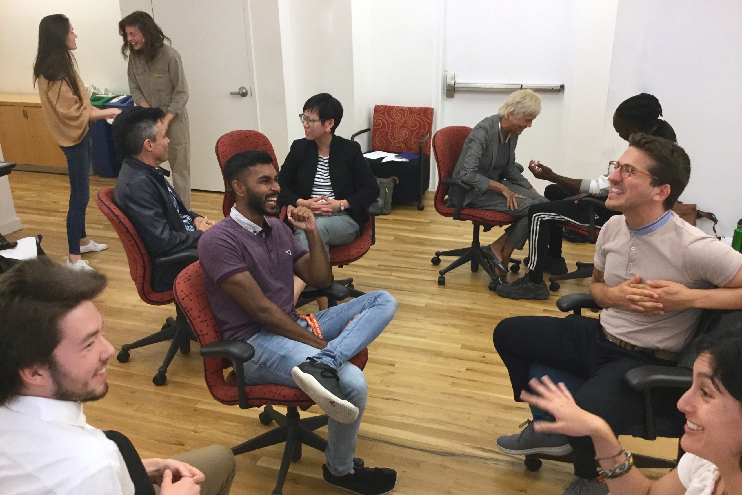 Manhattan Audio Podcast Fellows get to know each other during an improv exercise at the first session in September.
