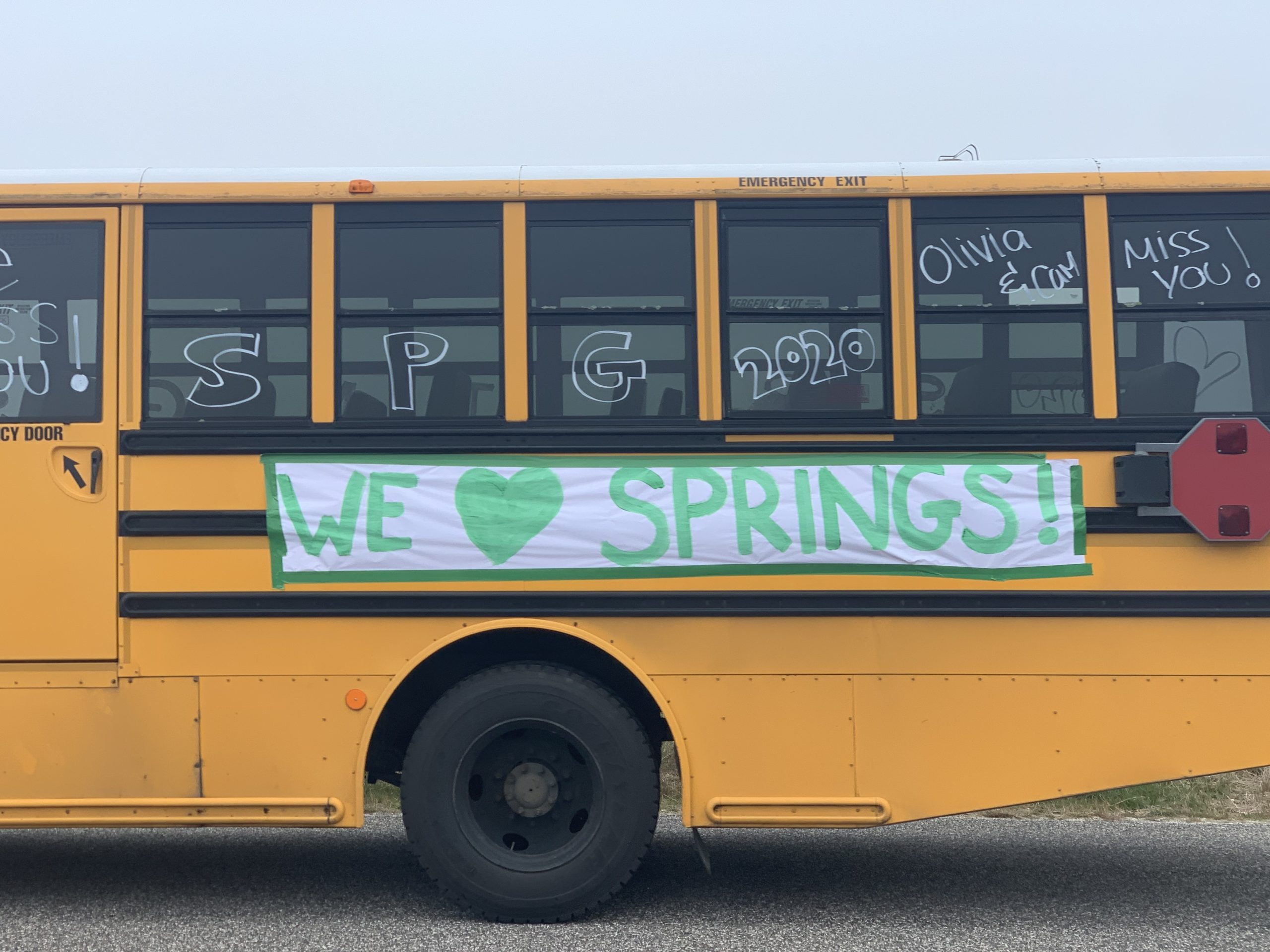School buses and teacher's vehciles were adorned with messages of school spirit during Friday's Spirit Drive around Springs. 