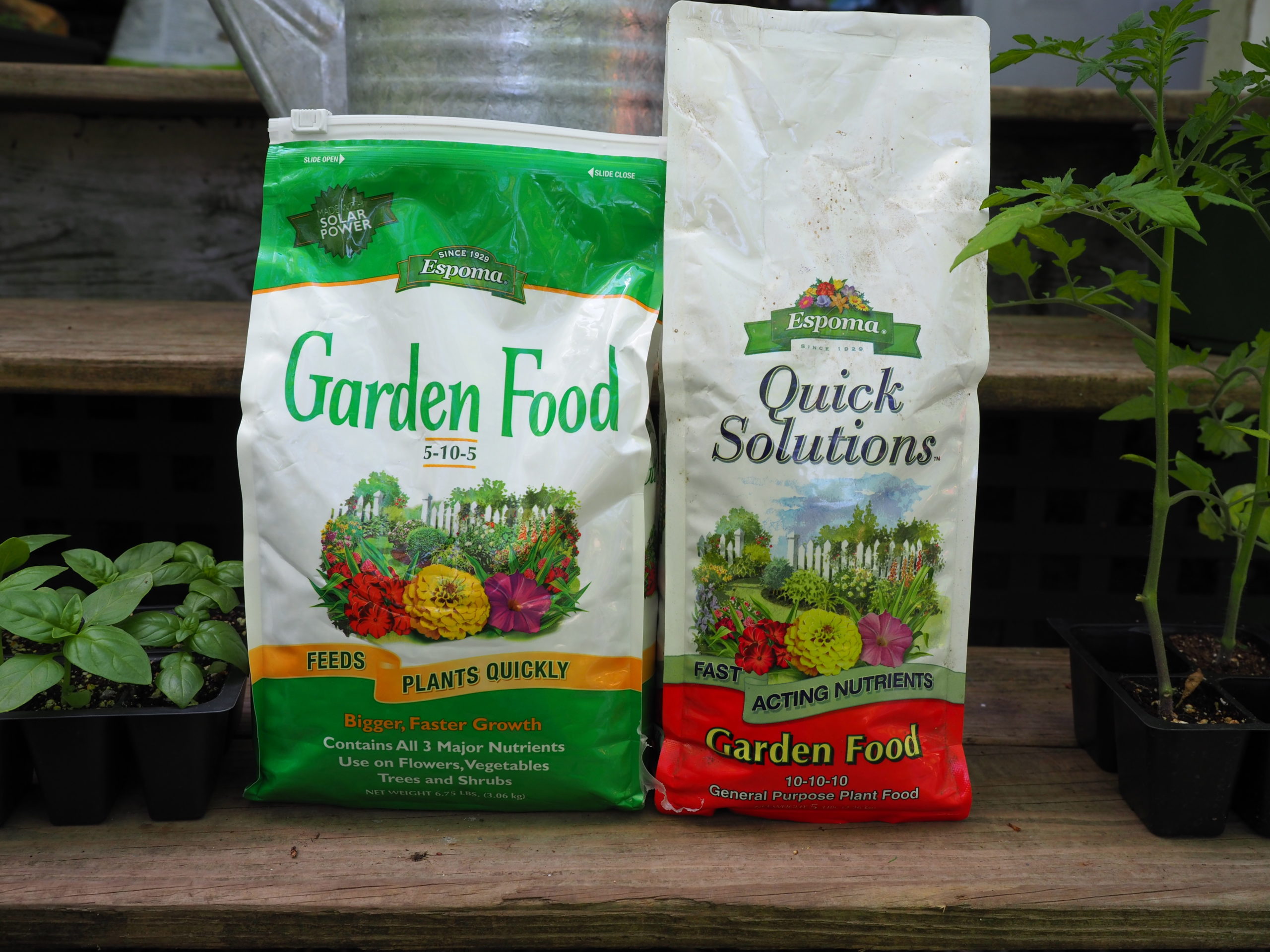 Beware of your brands. Most gardeners equate the Espoma brand with organics, but here are two of their products that are chemical and not organic fertilizers. The directions caution “when used with care, it is an excellent general purpose plant food.” On the left is a chemical based 5-10-5 with its 10-10-10 counterpart on the right. 