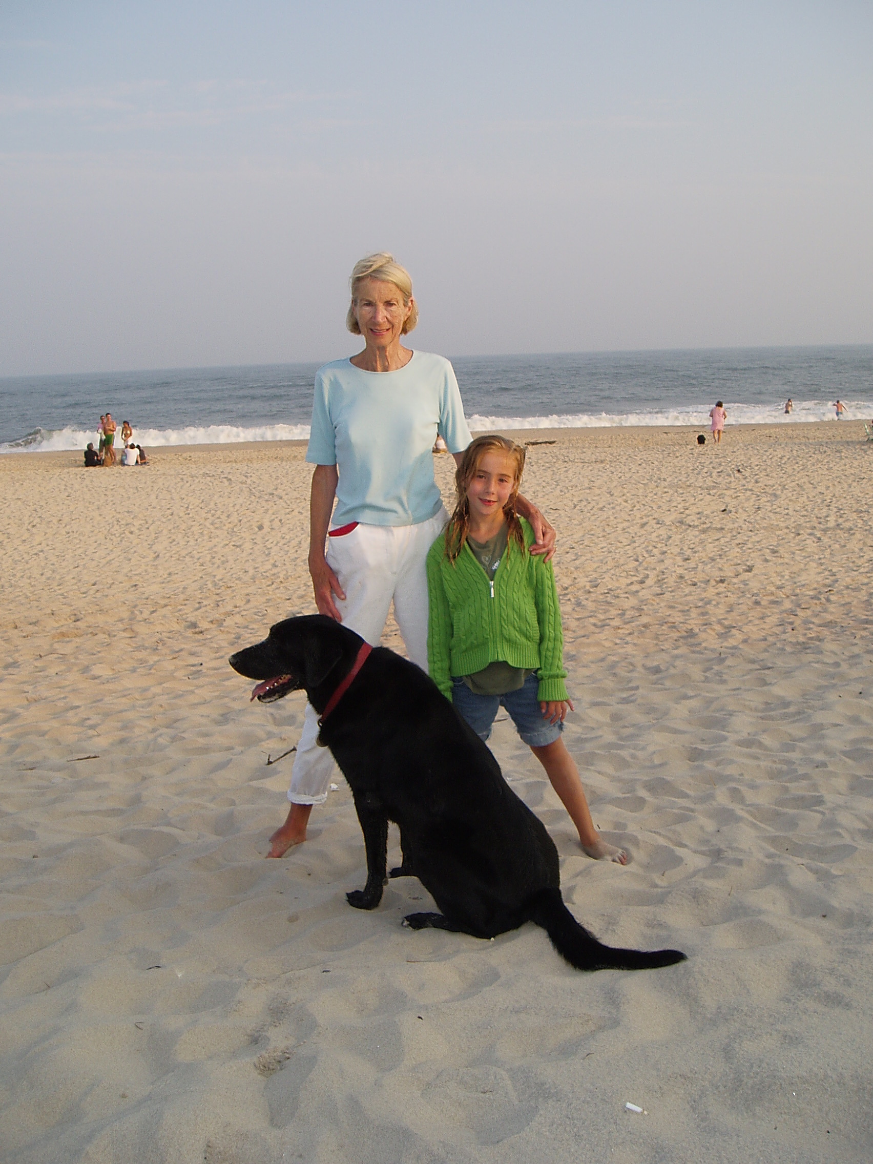 Elise Quimby on the beach at Bridgehampton with her granddaughter Jane Cole.