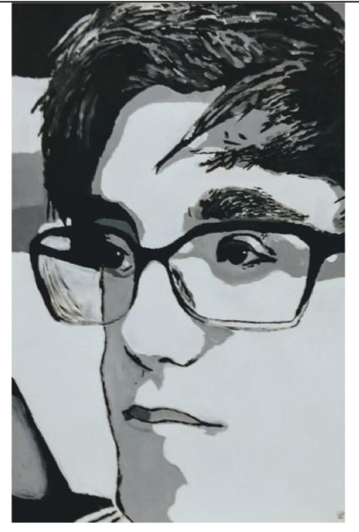Liam Huberty's self-portrait was honored in The Parrish Art Museum's Student Art Festival. 