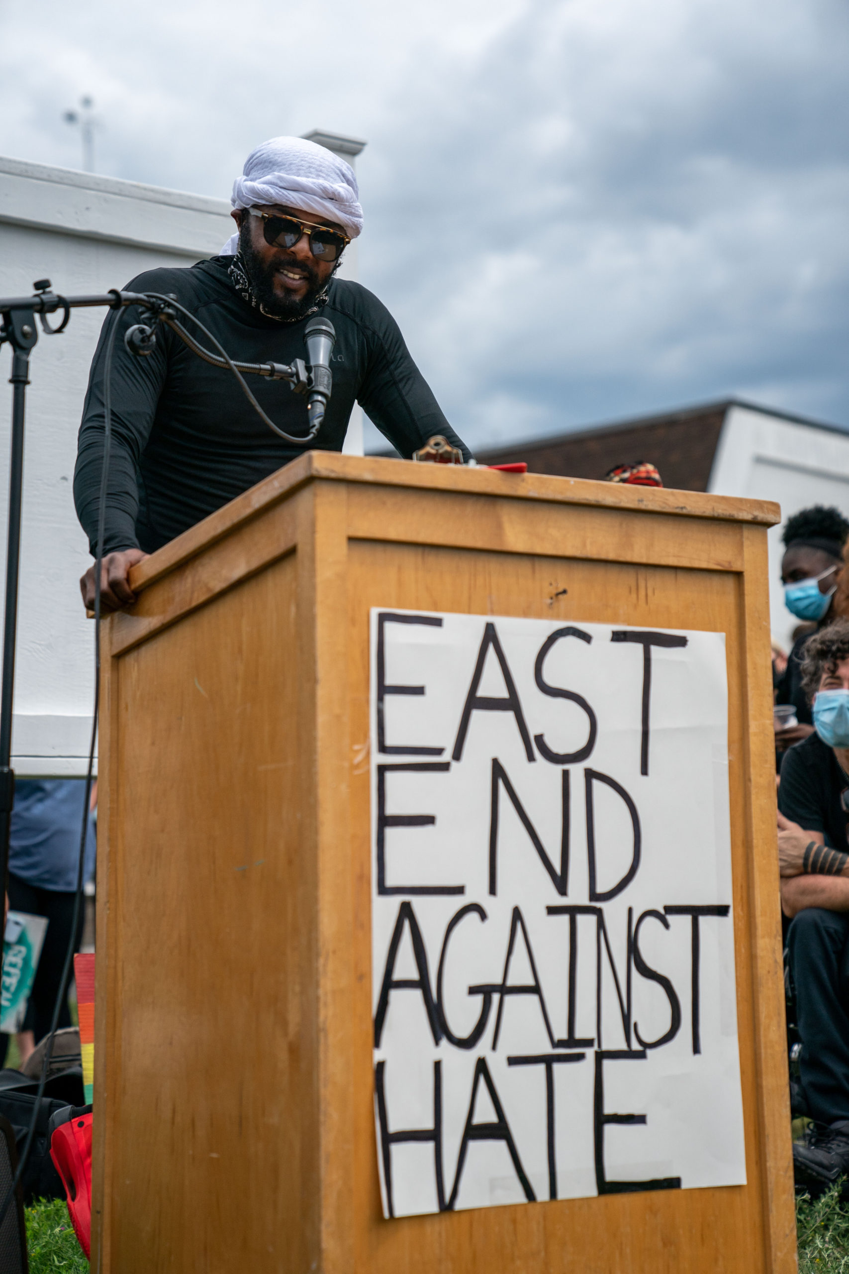 Hundreds of people participated in a protest on Friday in Sag Harbor against police brutality and racism.