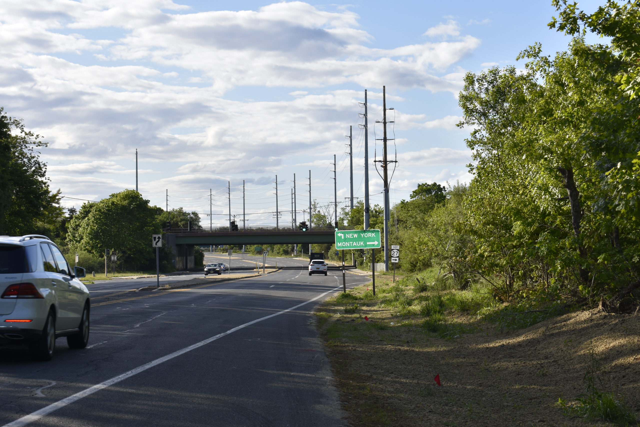 Transmission lines on Eastport SOuth Manor Road in Eastport have been undergounded south of the Sunrise Highway south service road and the steel poles that carried the lines have been removed. 