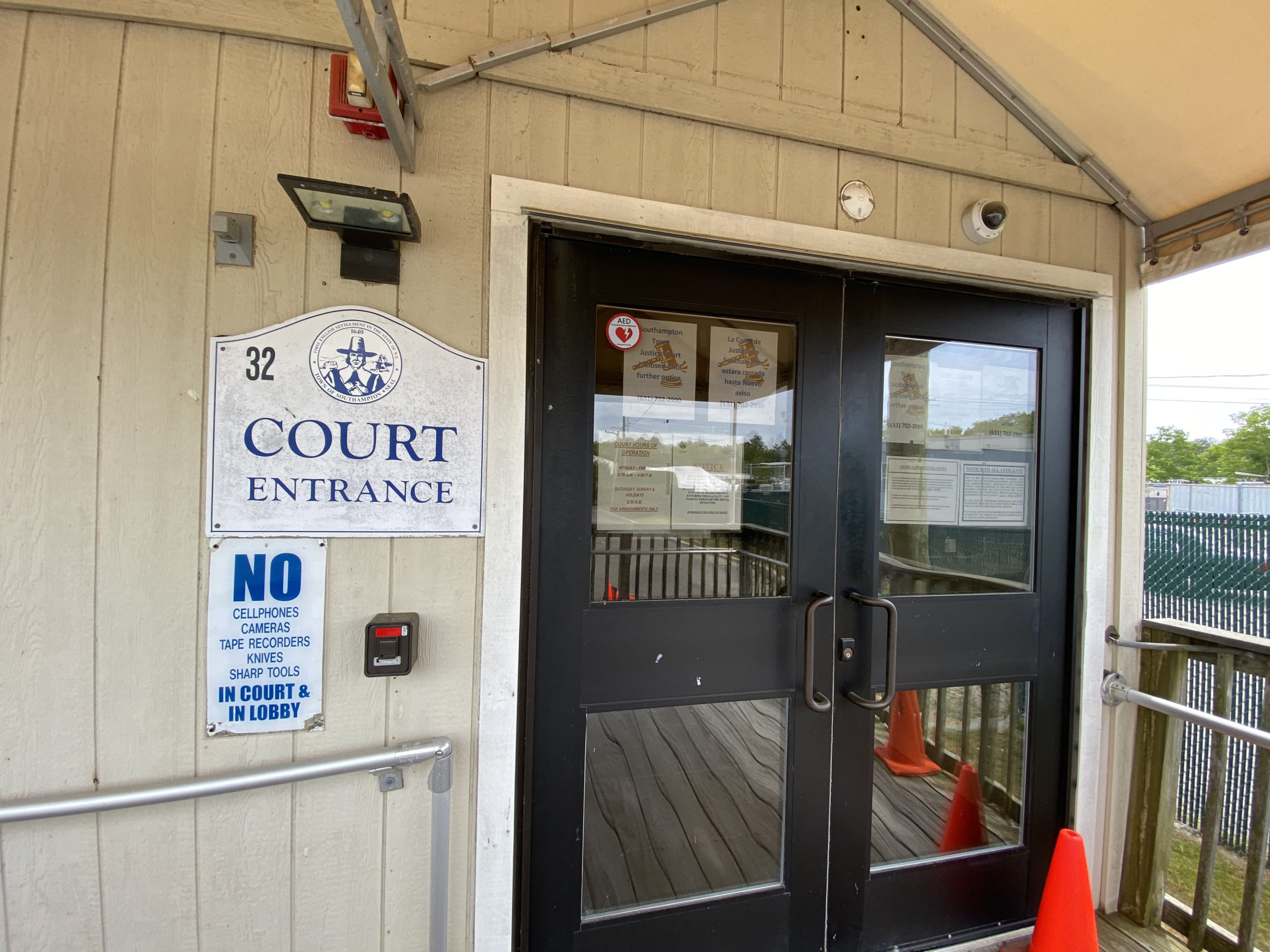 Southampton Town Justice Court remains closed to the public.   DANA SHAW