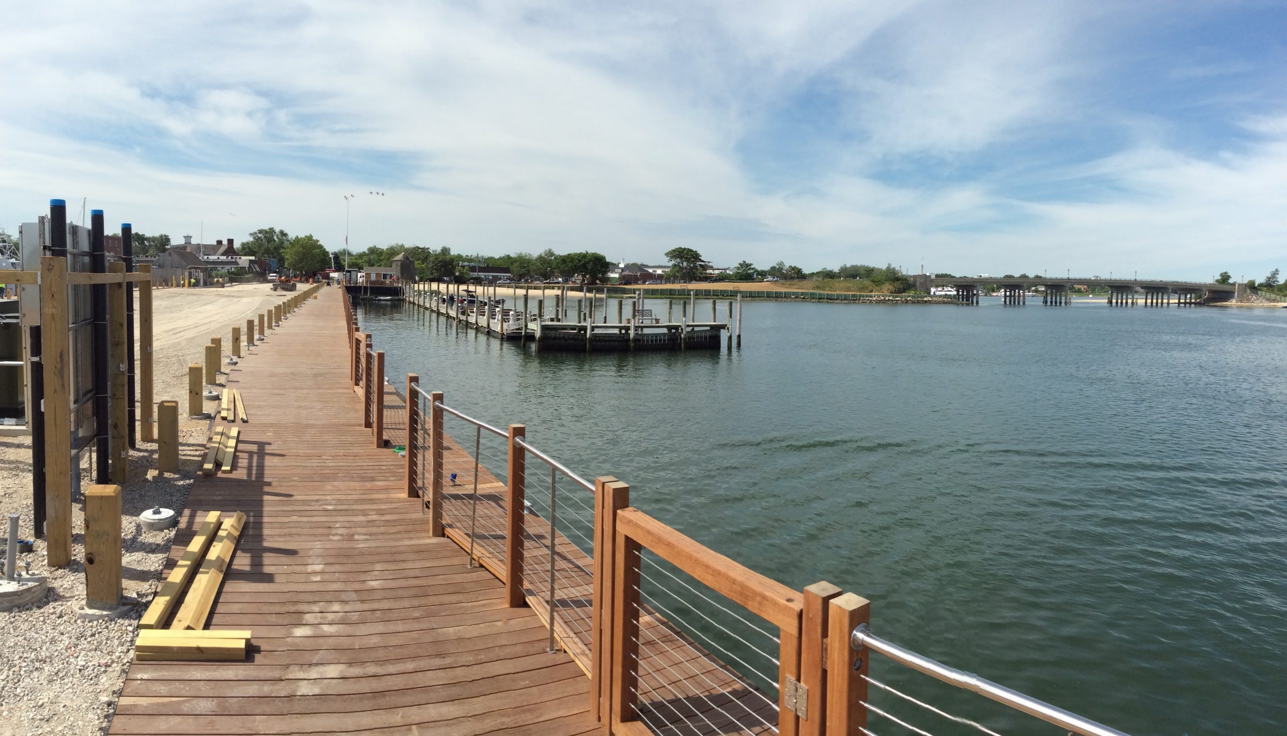 From the end of Long Wharf looking to shoreline for trail extension.