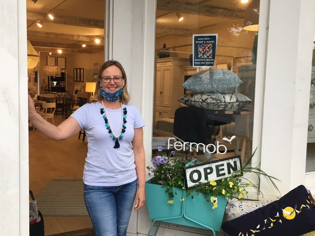 Shannon WIlley enjoyed the convivial atmosphere outside her shop, Sea Green Designs, on Jobs Lane. KITTY MERRILL