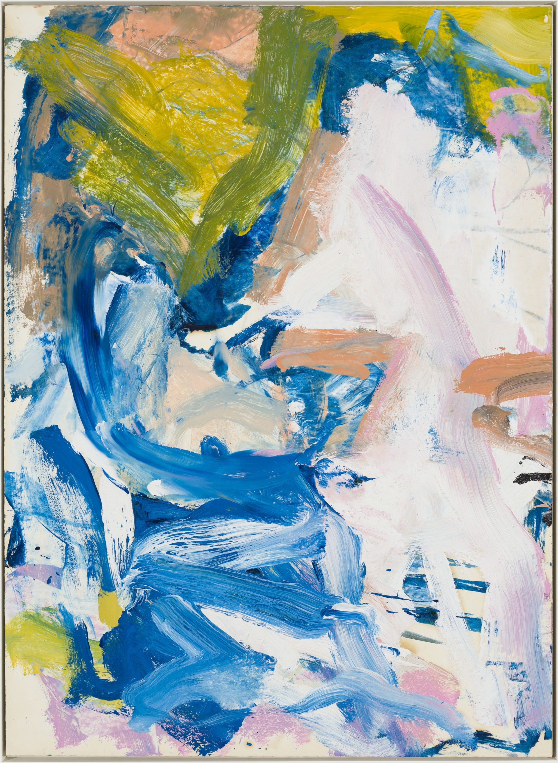 A 1977 painting by Willem de Kooning, which demonstrates an airier and more delicate approach to his work, is on view in the group exhibition, 