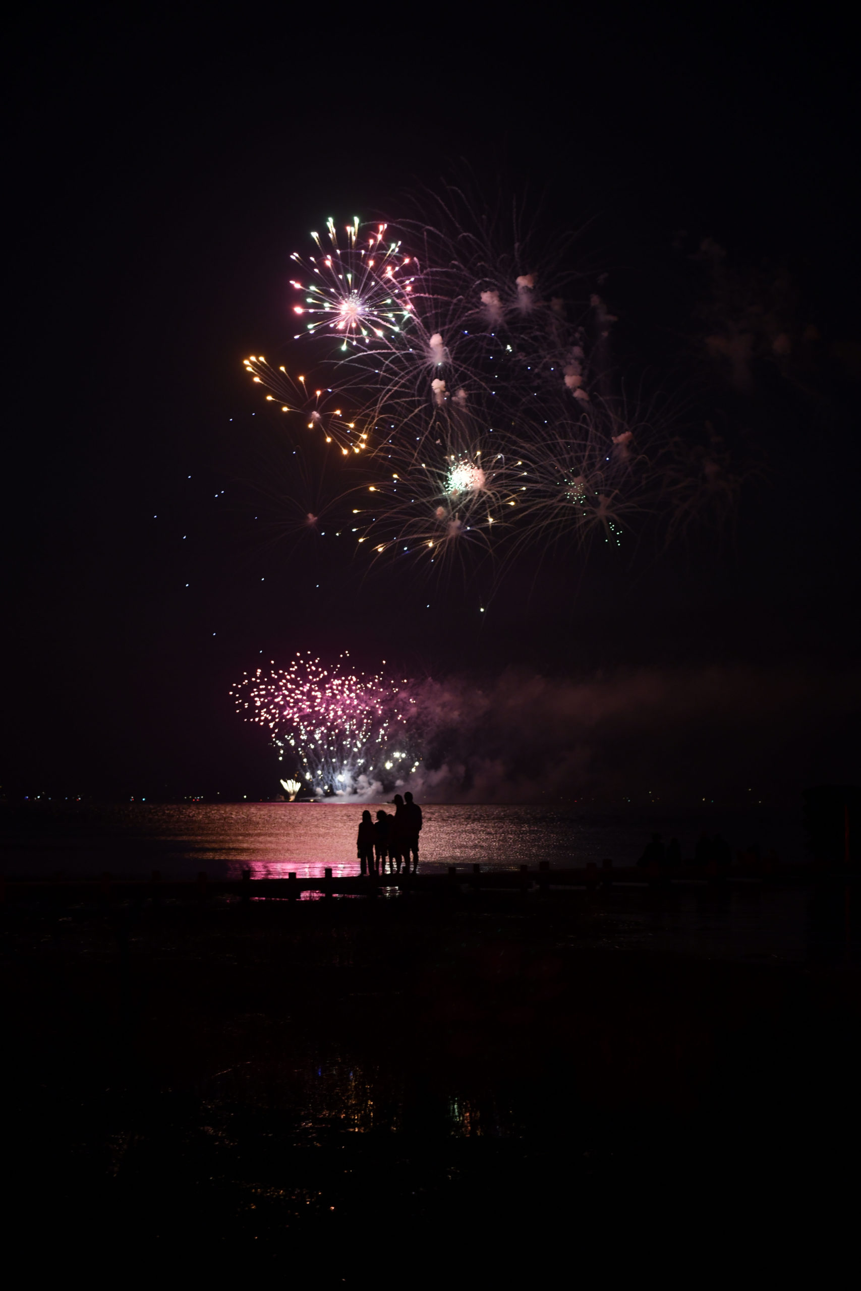 The Southampton Fresh Air Home fireworks on Shinnecock Bay on Sunday night.  DANA SHAW
