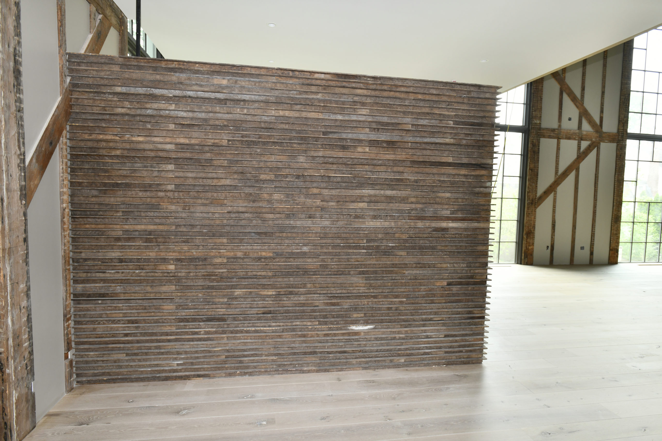 An office wall made from the original lath in the building.  DANA SHAW
