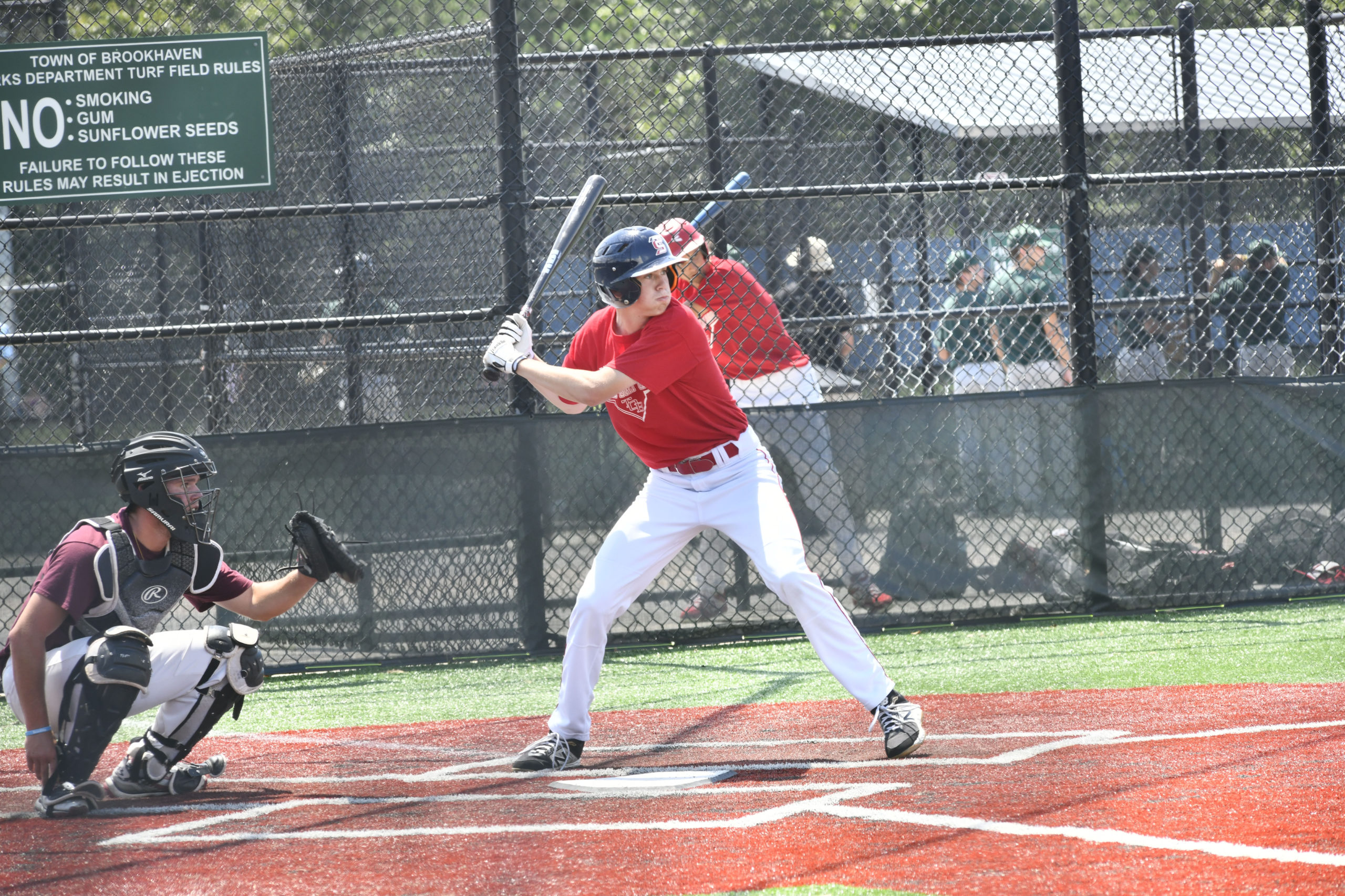 The Southampton and Pierson High School baseball teams participated faced off agaist each other in Moriches on Monday.  DANA SHAW