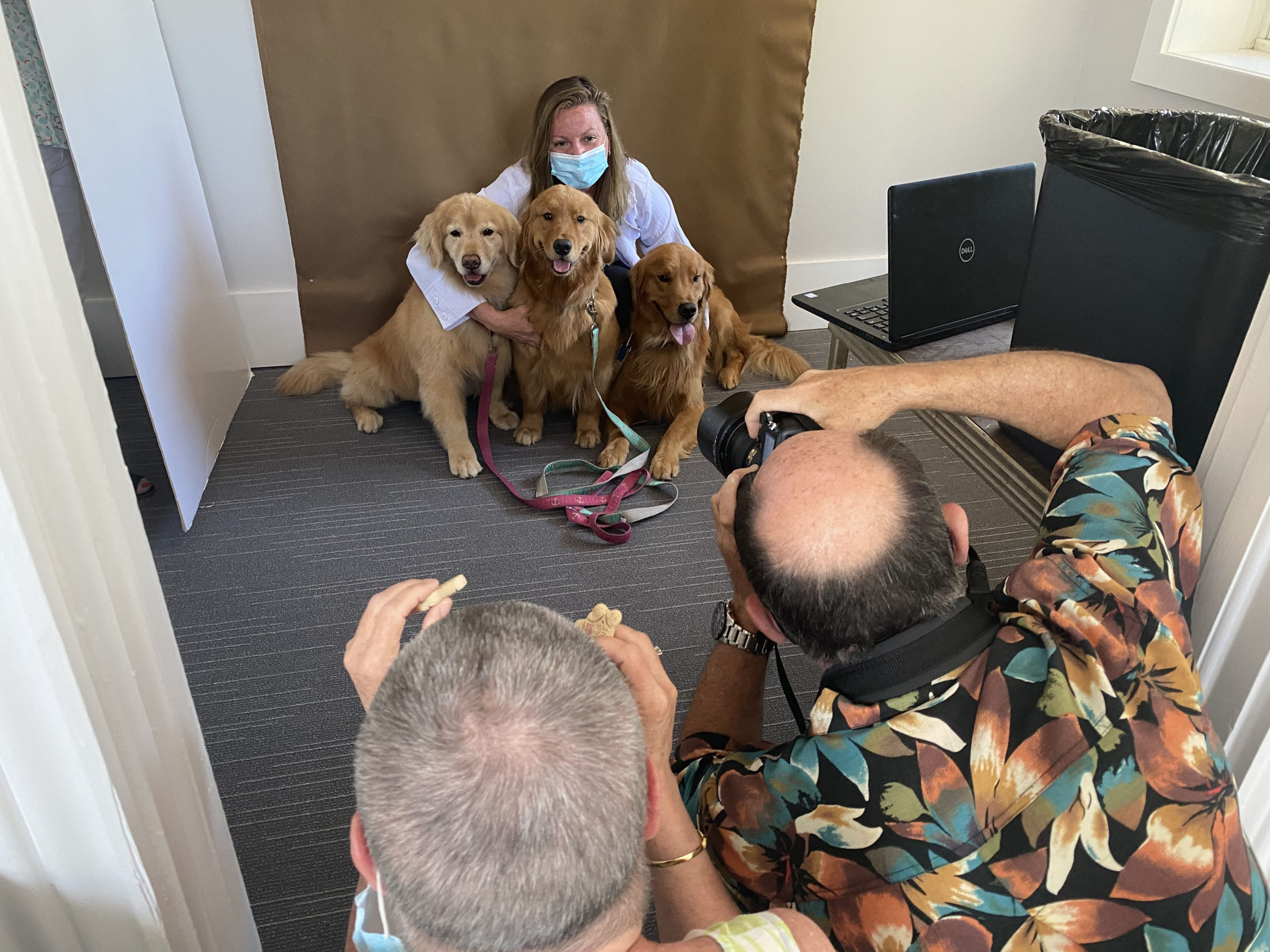 Dr. Dawn Stelling, a veterinarian at Olde Towne Animal Hospital in Southampton, poses with her dogs at Southampton Village Hall on Thursday, July 2 for the 