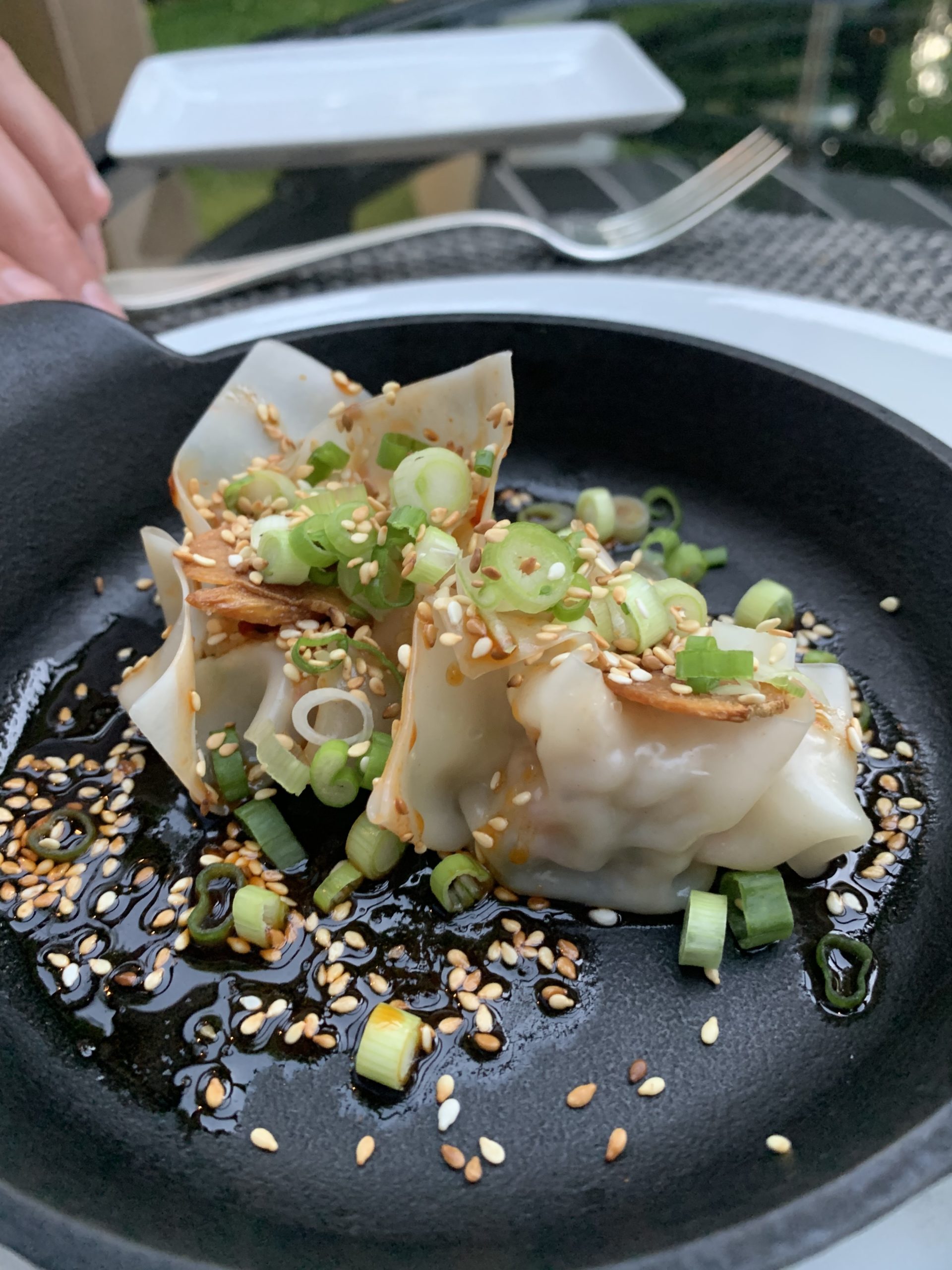 Spicy rock shrimp shumai with crisp garlic, chilies, sesame and scallions is one of the menu items Chef Michael Rozzi belives may have lasting power on a menu he plans to evolve throughout the season based what can be found at local farmstands and fish markets. 
