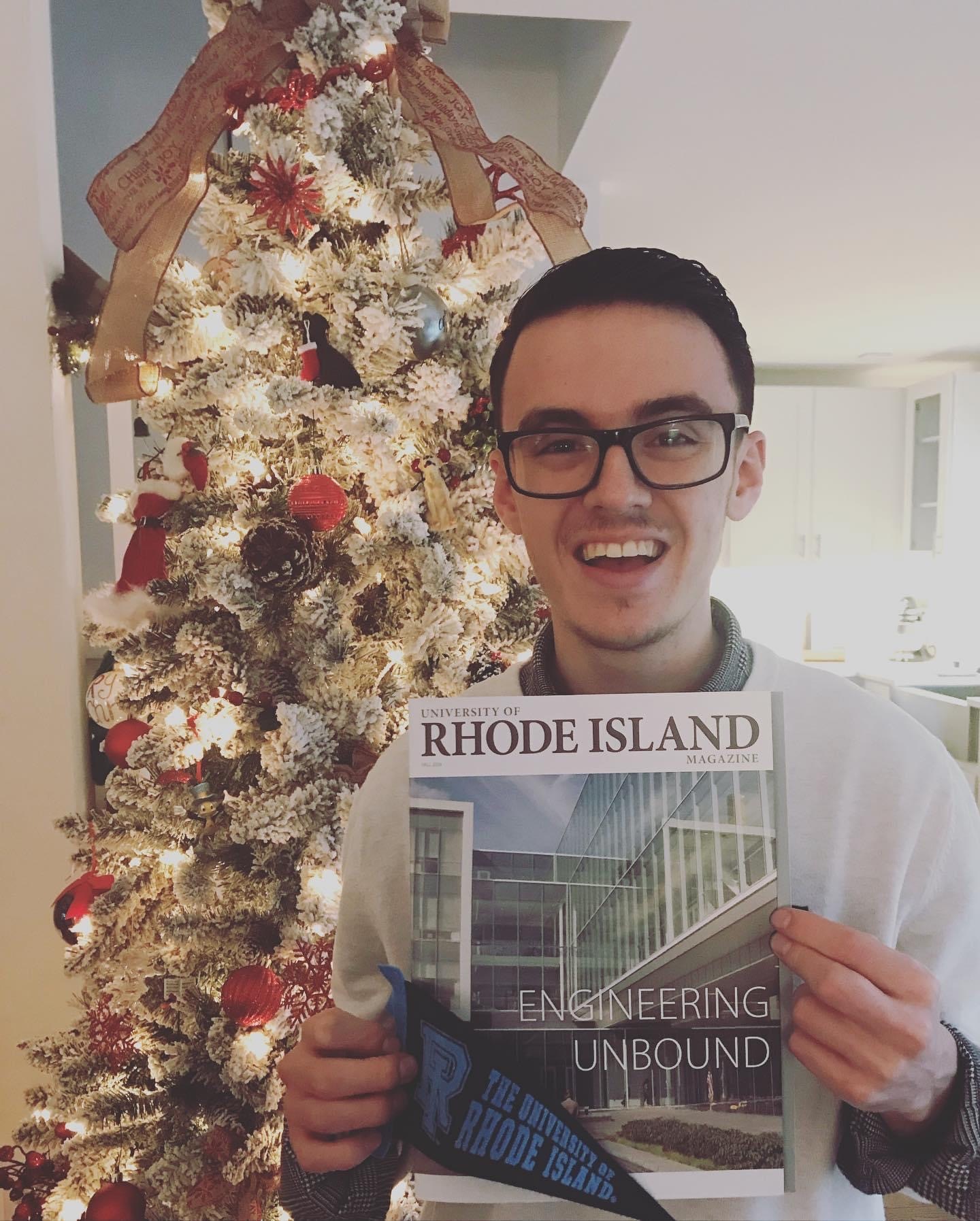 Tristan Halsey after recieving his acceptance to The University of Rhode Island. 