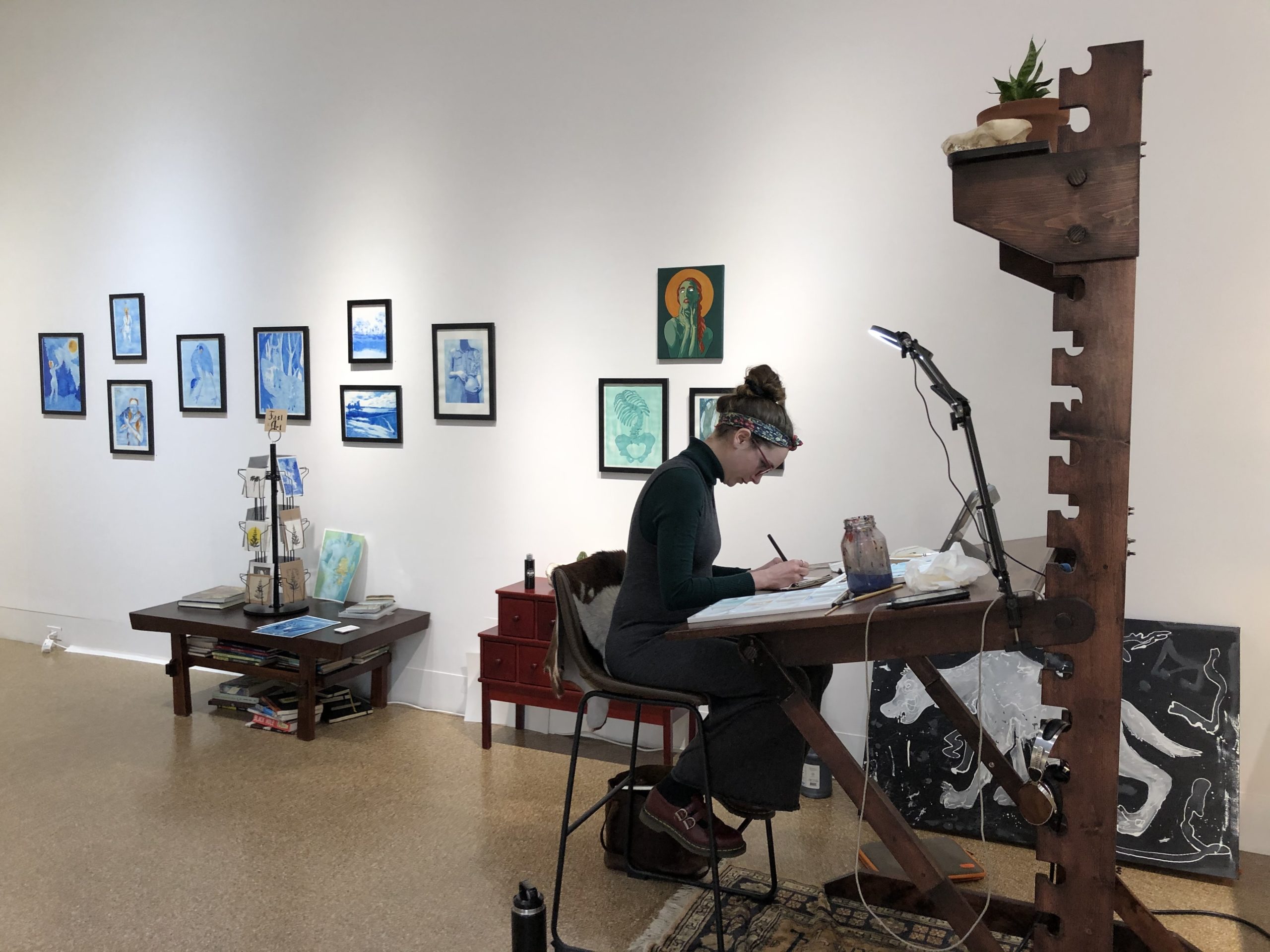 Jodi Bentivegna at work in her studio space at Southampton Arts Center.