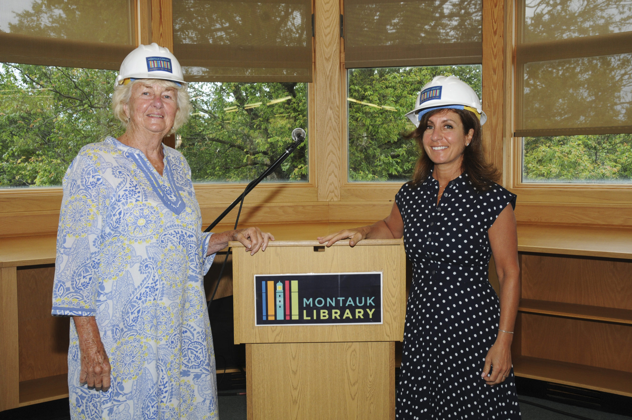 Montauk Library Board President Joan Lycke and Library Director Denise DiPaolo at the Montauk Library expansion and renovation building project groundbreaking ceremony on Friday, July 24. RICHARD LEWIN