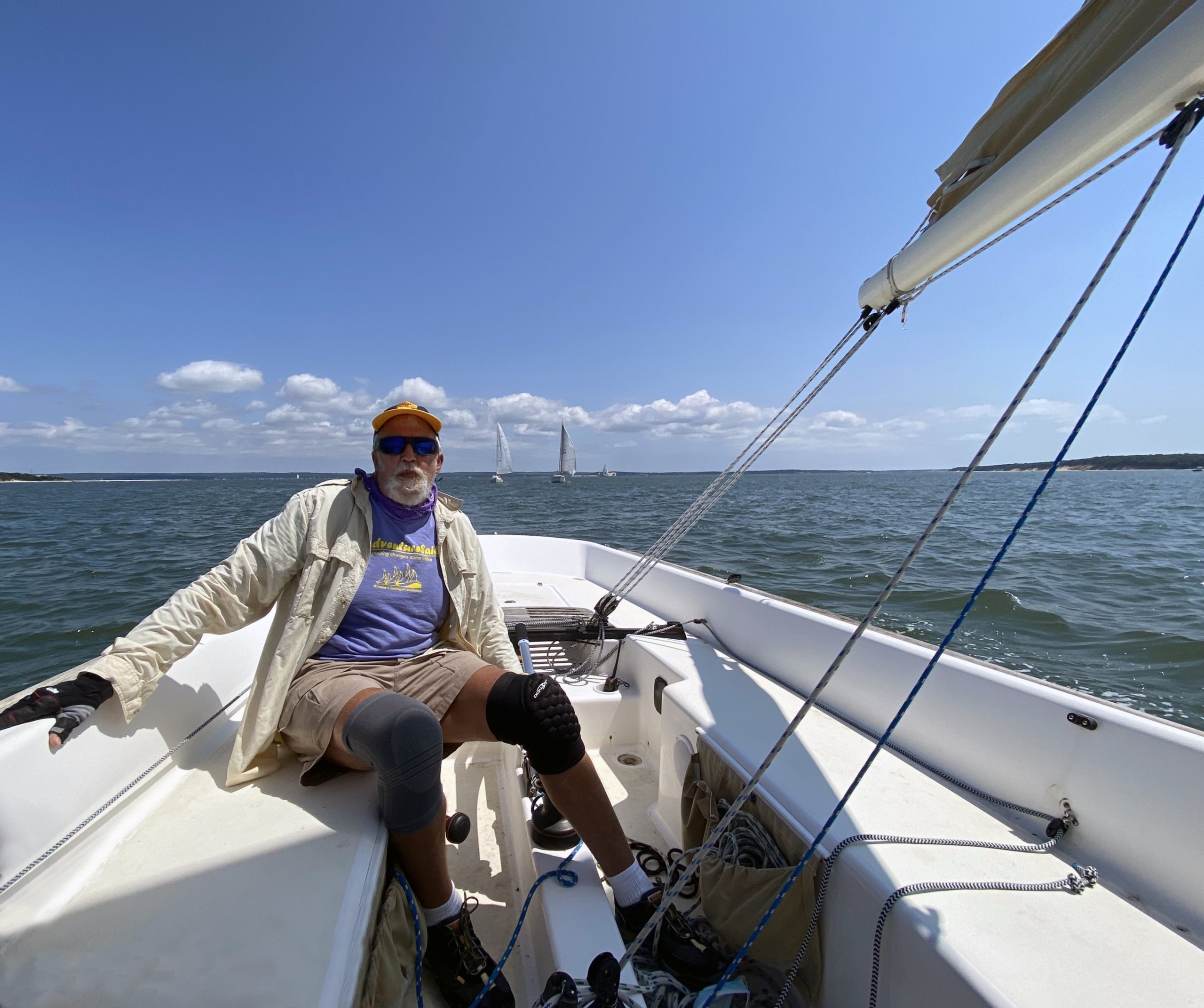 Michael Mella the helm of the Etchells e-33 yacht, Entropy during the Peconic Bay Sailing Association race on Saturday hosted by the New Suffolk Old Cove Yacht Club.         BILL EDWARDS