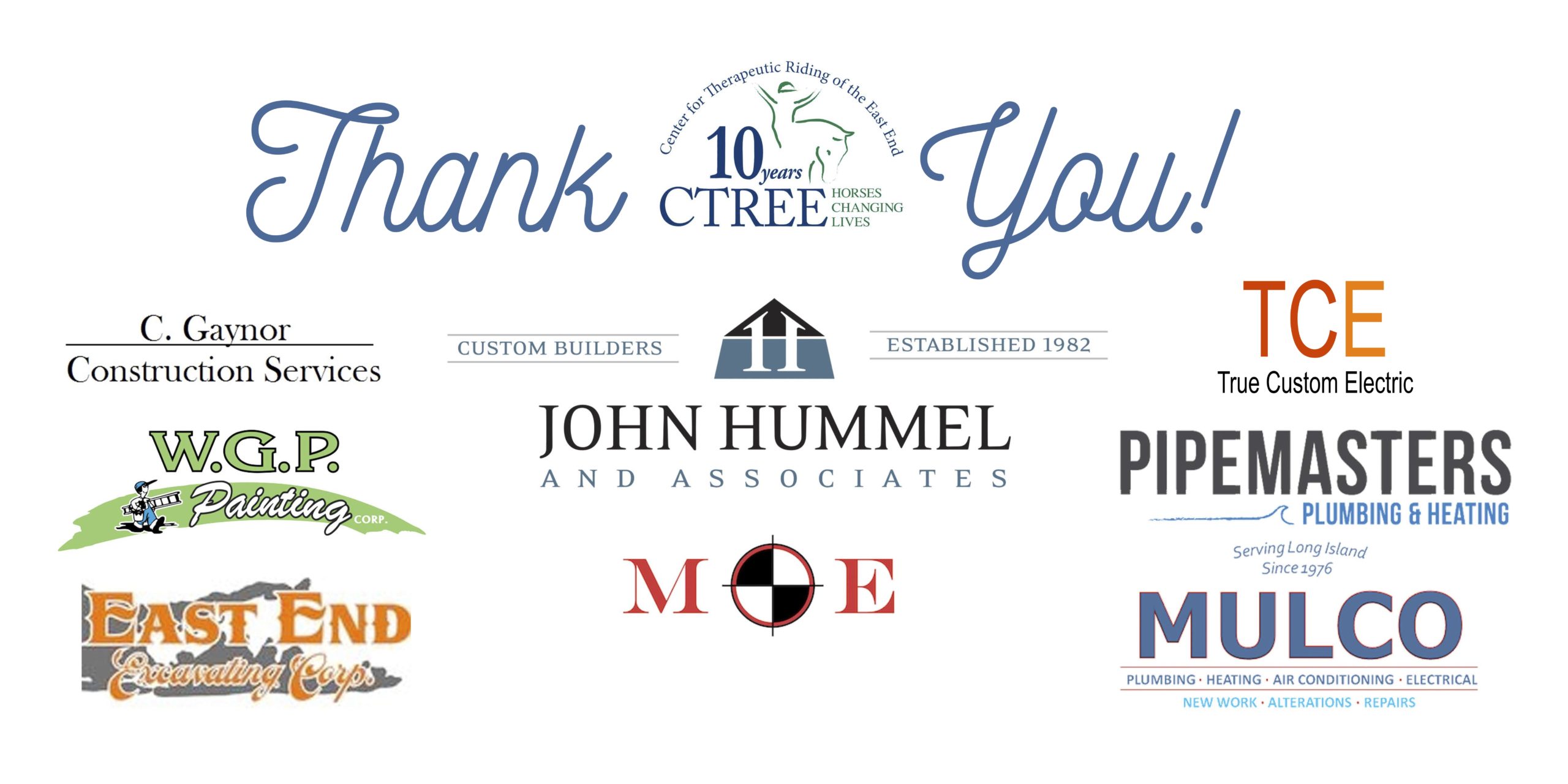 CTREE's thank you banner, honoring their donors.