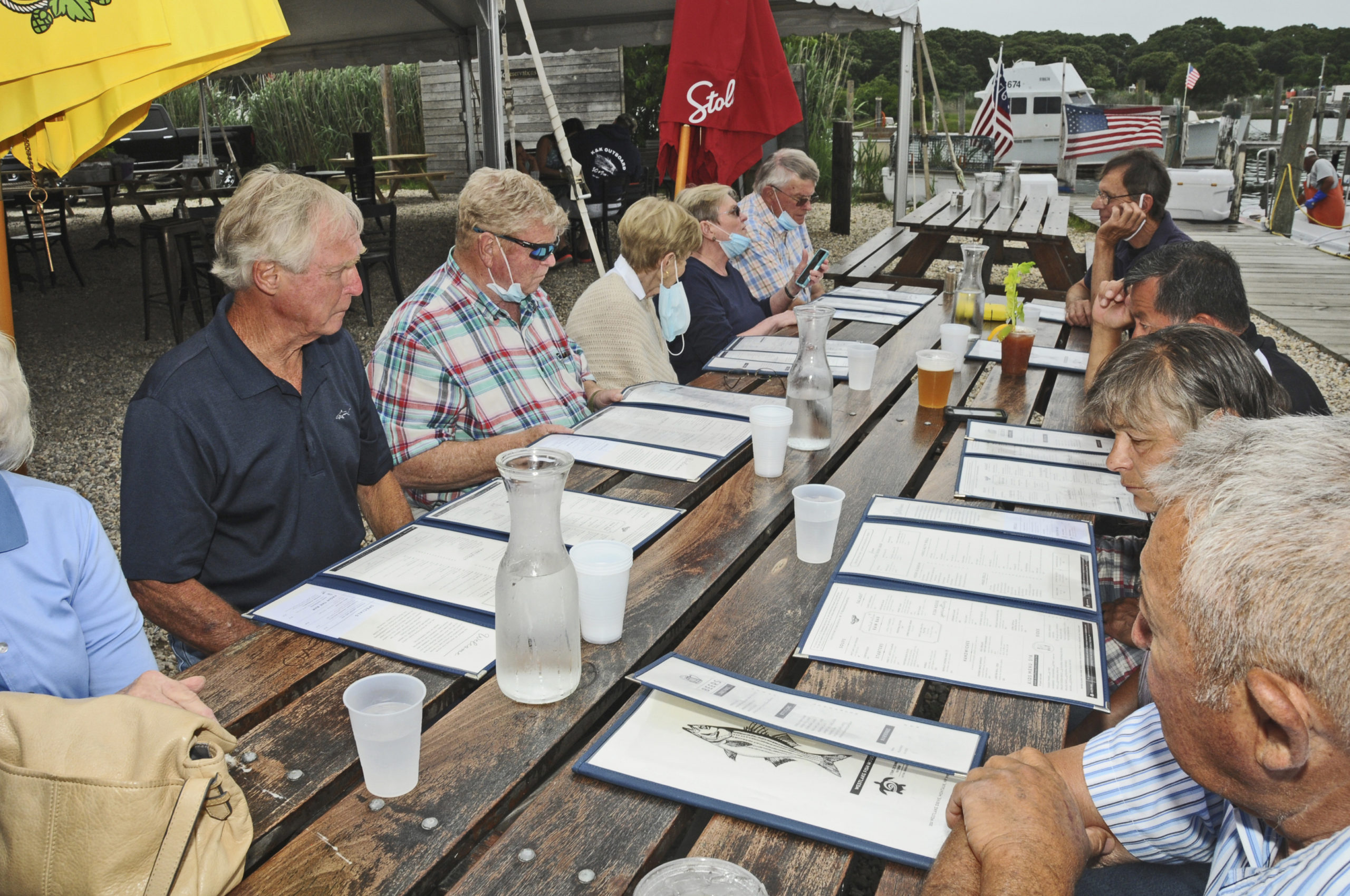 On Tuesday, July 7th, Montauk Fire Department's Fire Police Company No. 6 took a break from their duties for a Family Gathering at Westlake Fish House at the docks in Montauk.     RICHARD LEWIN