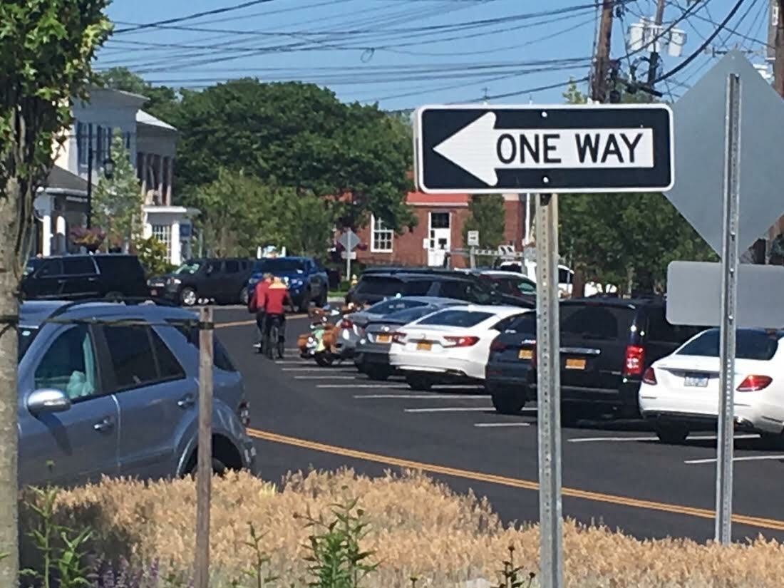 Officials are considering a ban on biking on Main Street in Westhampton Beach. KITTY MERRILL