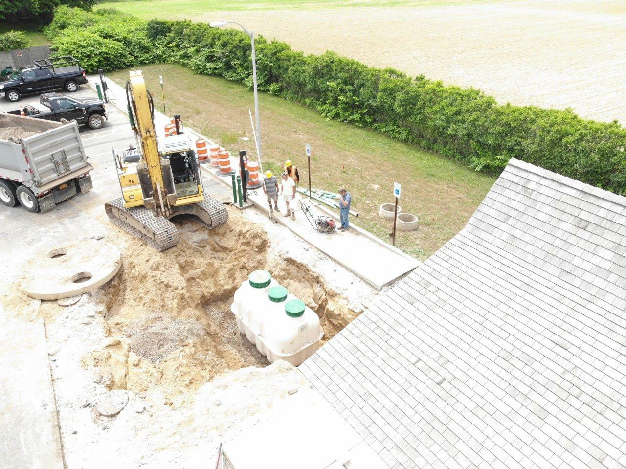 The town installed a nitrogen-reducing septic system at the public restrooms in the parking lot behind Main Street in Amagansett last week. 