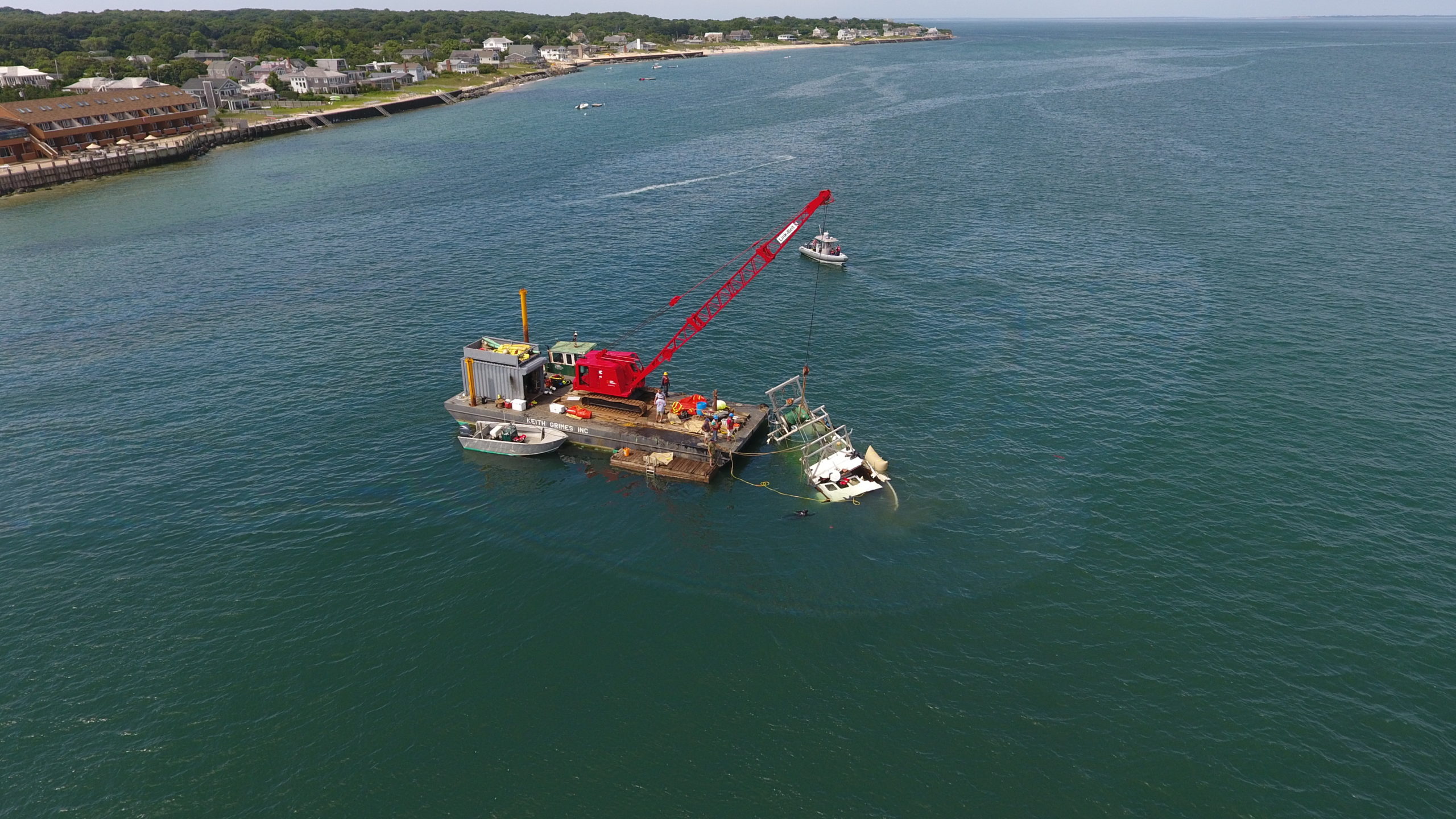 The Petrel was lifted off the bottom of Block Island Sound on Wednesday and Thursday by salvage crews and brought back into Montauk Harbor. 