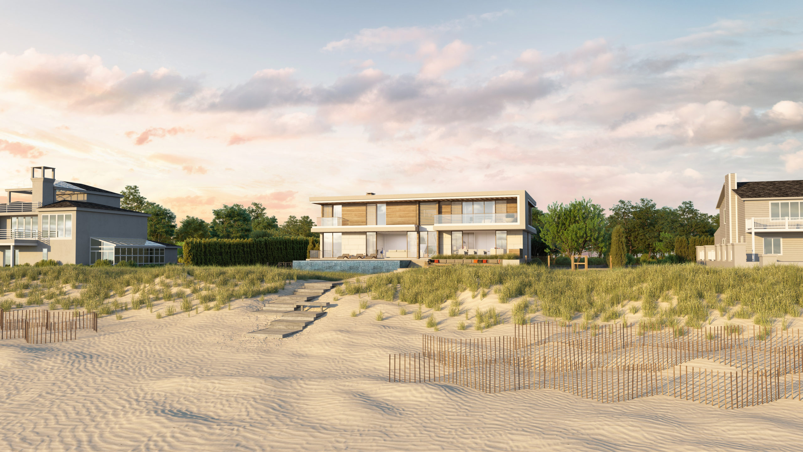 Rendering of 25 Potato Road, Sagaponack.