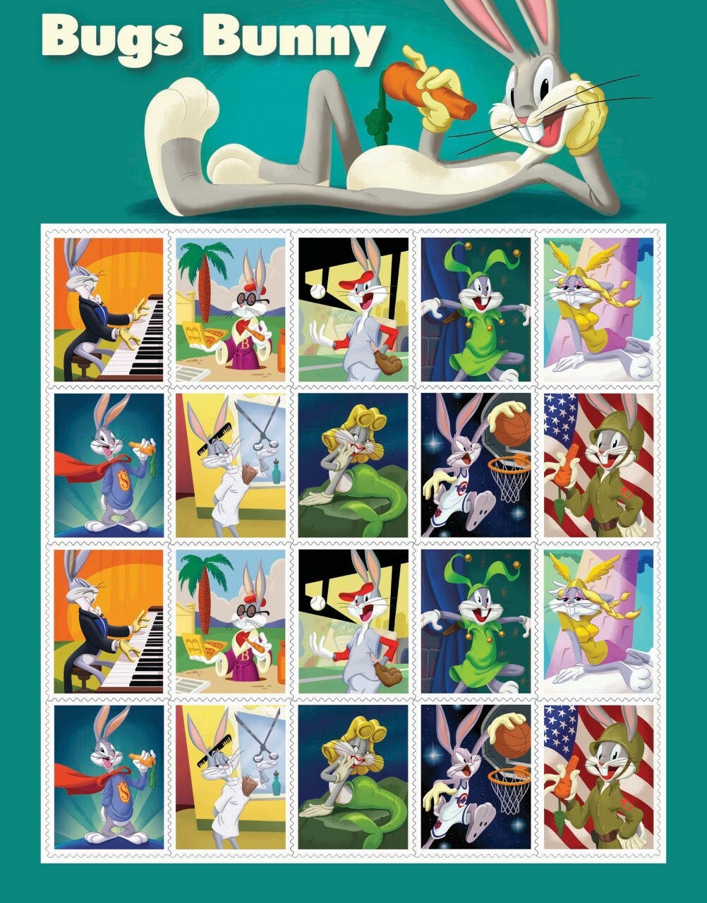 The final Bugs Bunny stamp sheet.