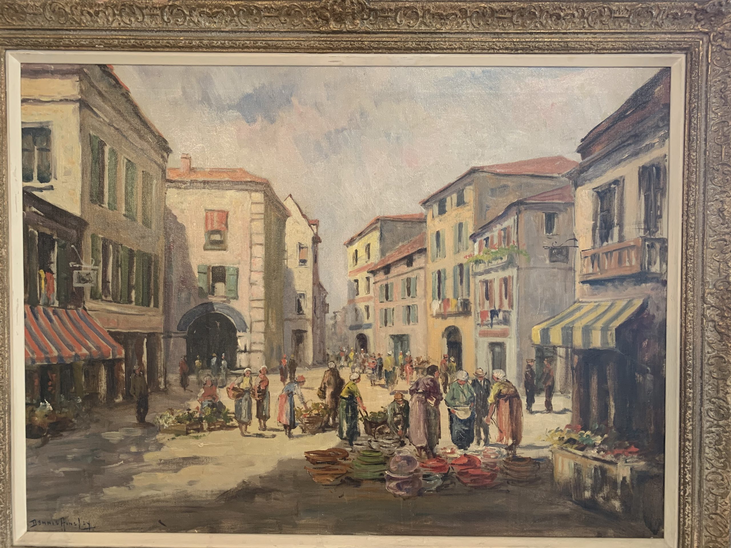 A French market scene by Amundsen painted under the ailias 