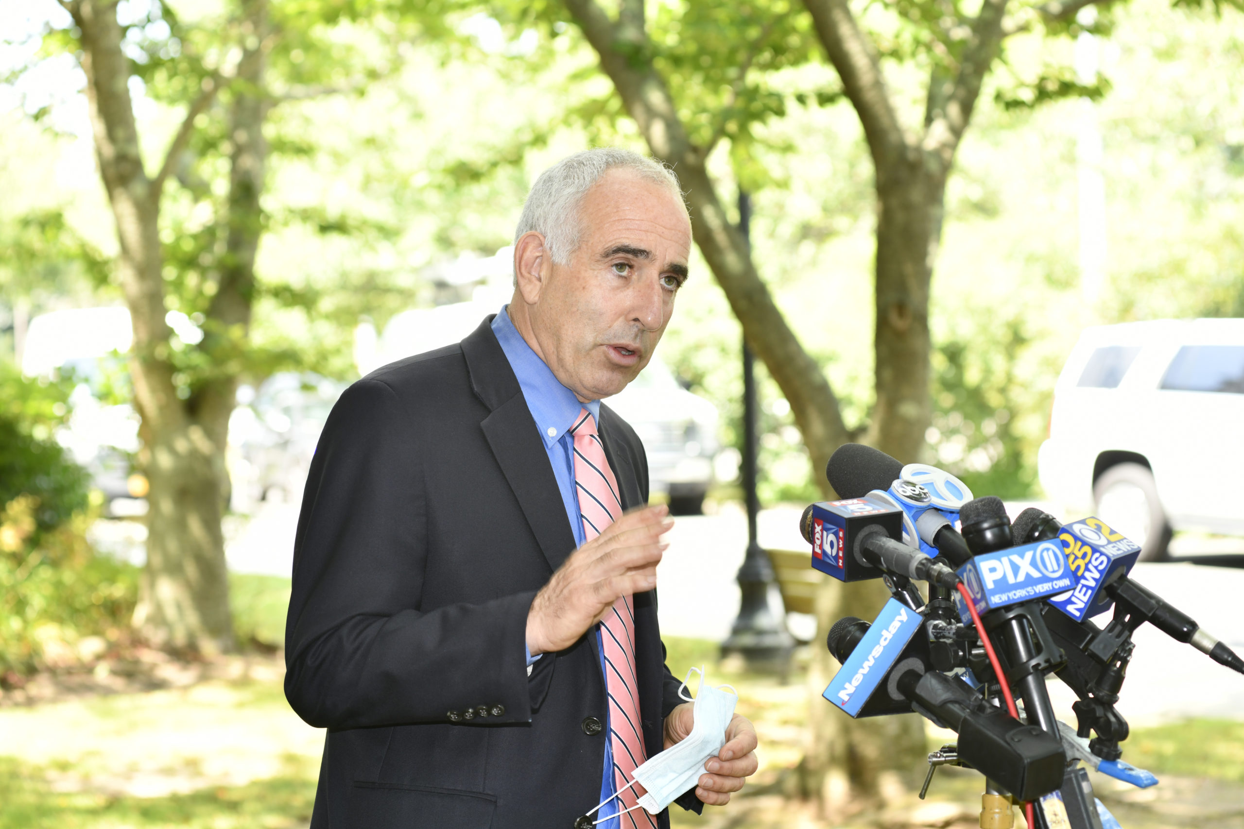Southampton Town Supervisor Jay Schneiderman at a press conference at town hall on Tuesday, July 28.  DANA SHAW