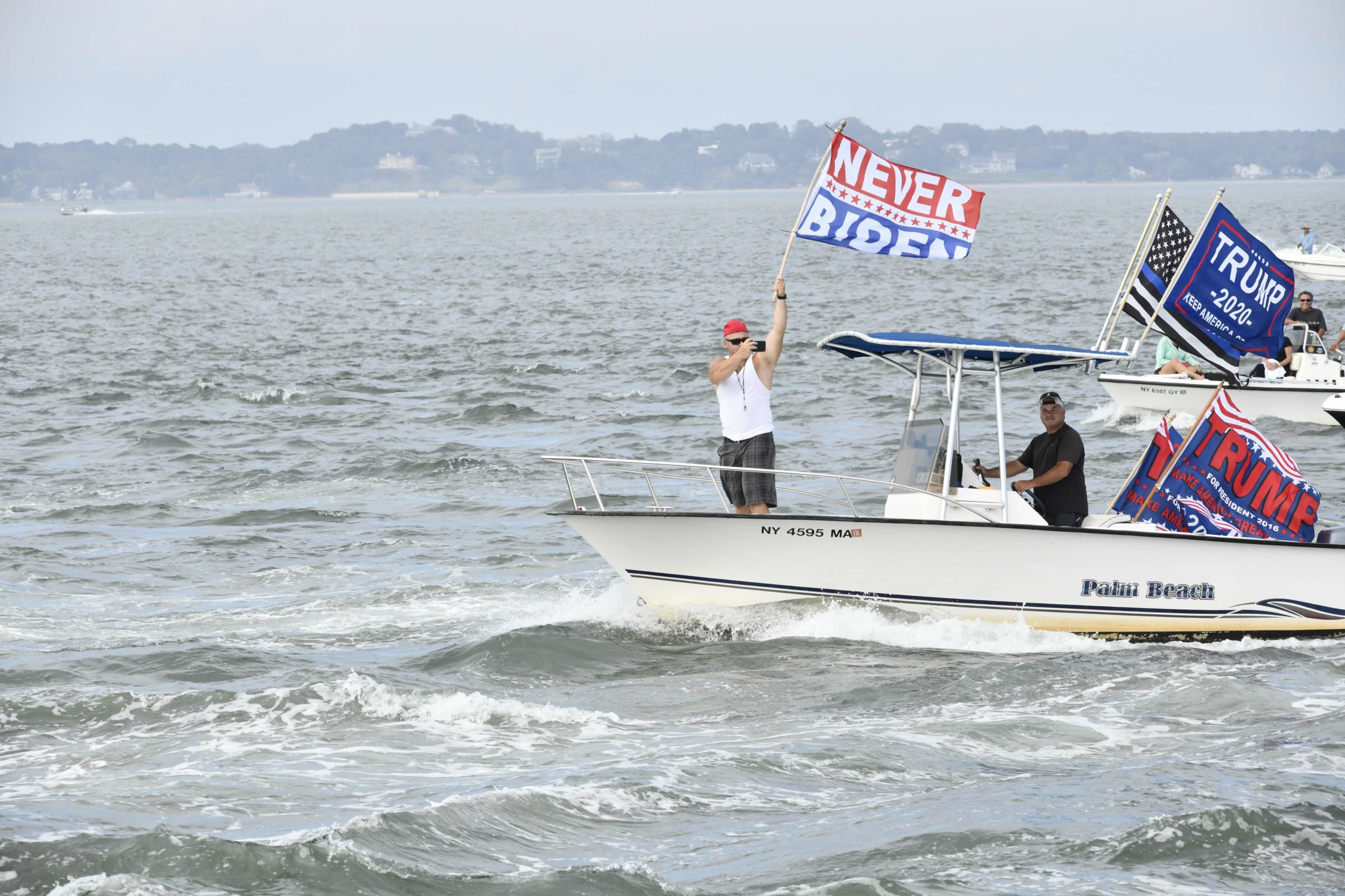 Over 250 vessels of all types gathered in Shinnecock Bay on Sunday to show their support of President Donald Trump and law enforcement.