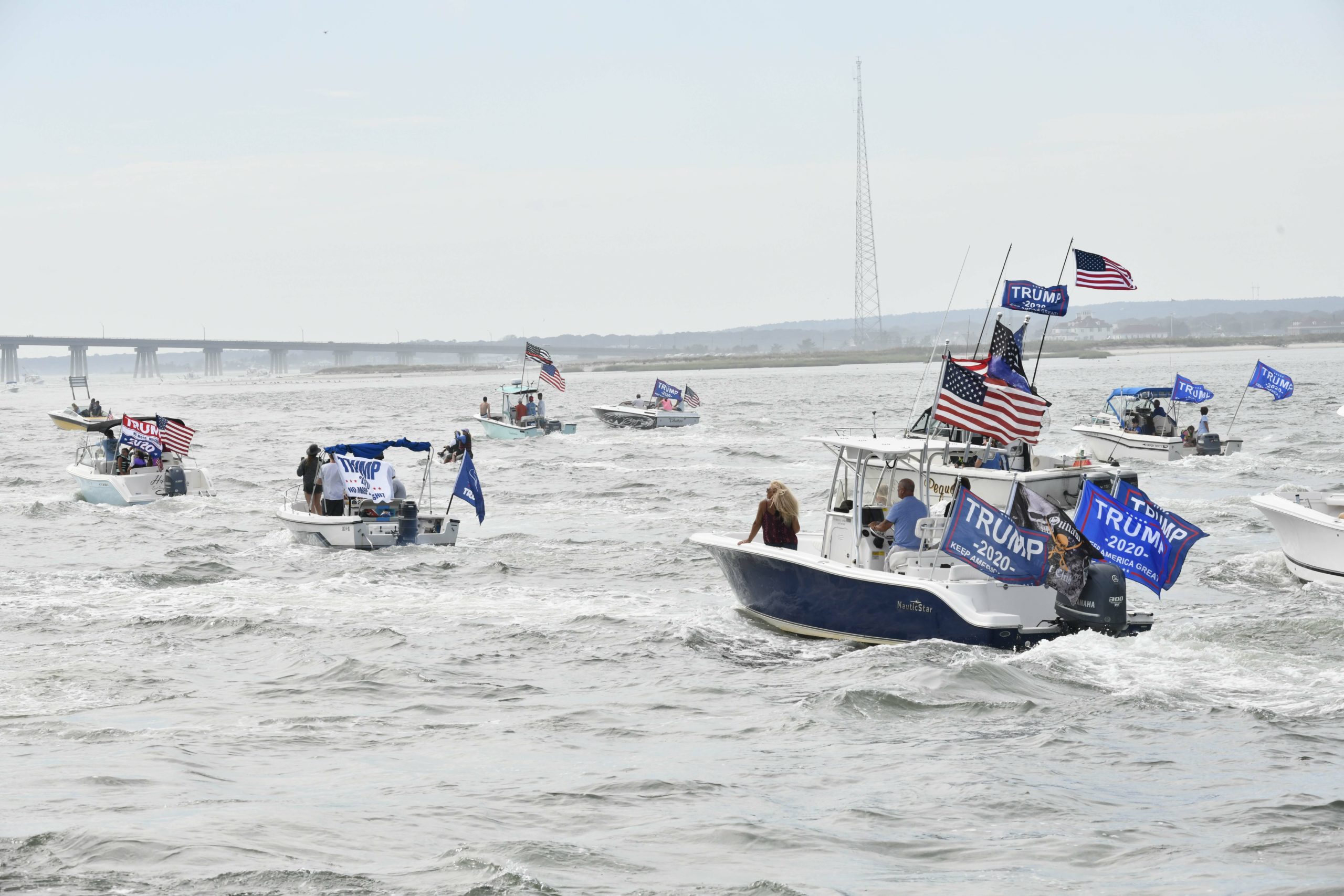 Over 250 vessels of all types gathered in Shinnecock Bay on Sunday to show their support of President Donald Trump and law enforcement.