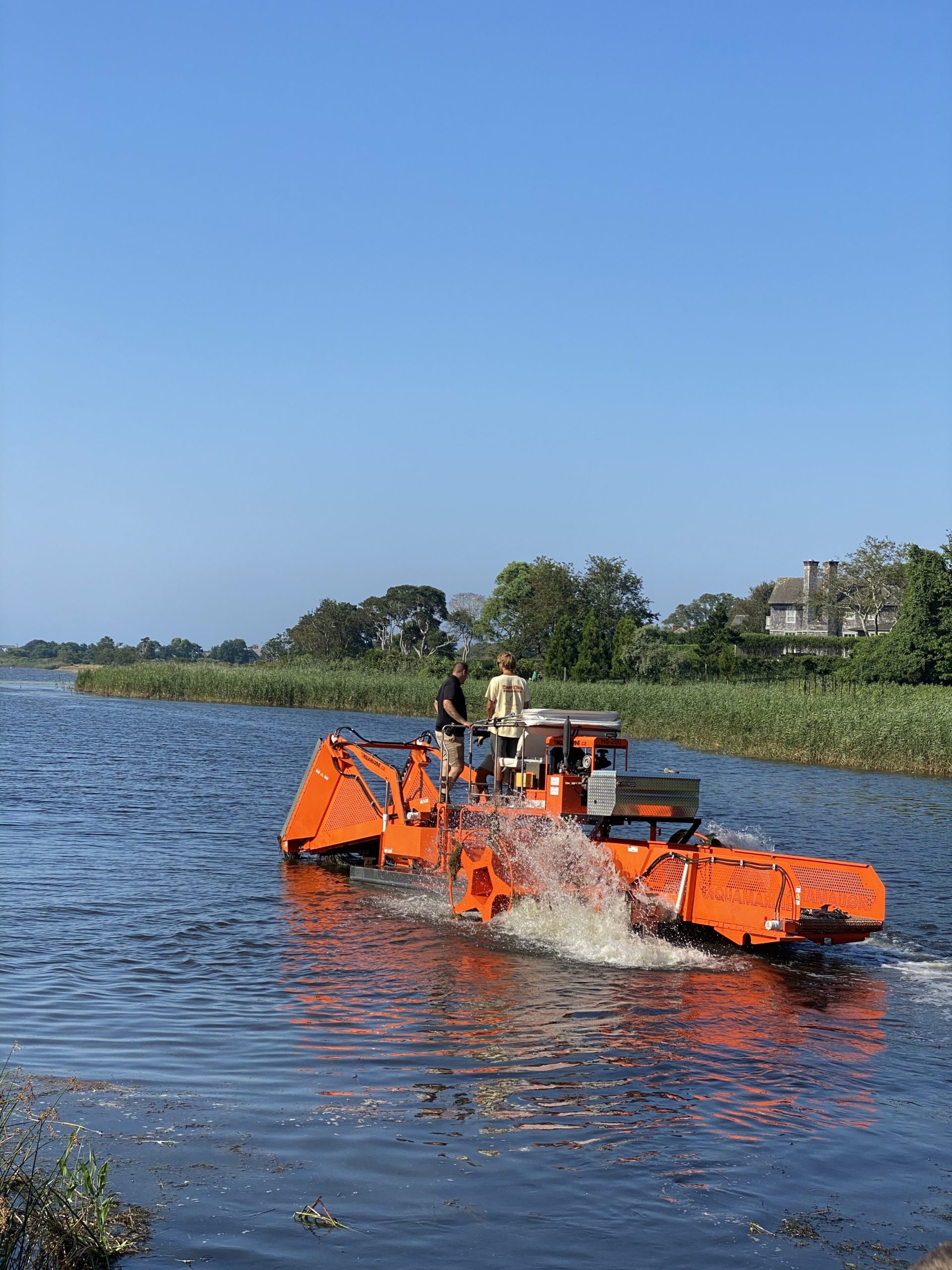 The Friends of Georgica Pond received an emergency permit from the state DEC to operate a floating plant harvester in Georgica Pond this week in hopes of heading off large blooms of blue-green algae. 