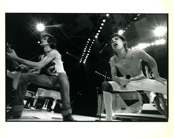 Michael Halsband's photo of Mick Jagger and Keith Richards, Freedom Hall, Louisville, 1981. 