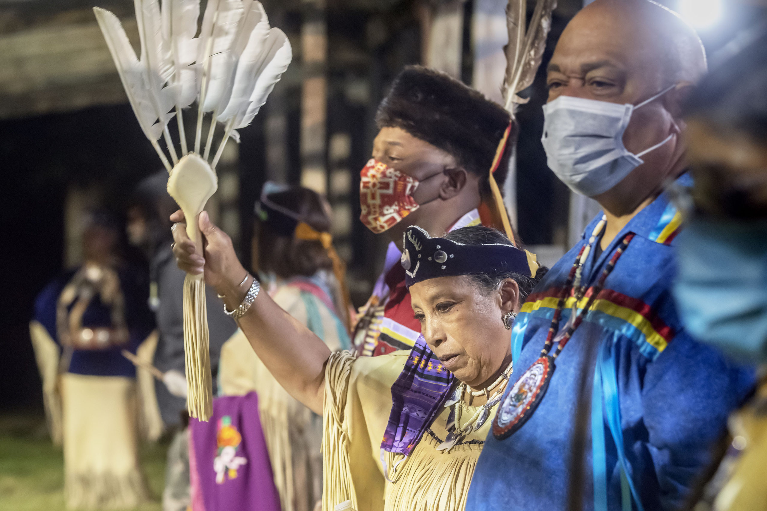 The opening ceremony of the 74th annual Shinnecock Indian Powwow on Friday night.