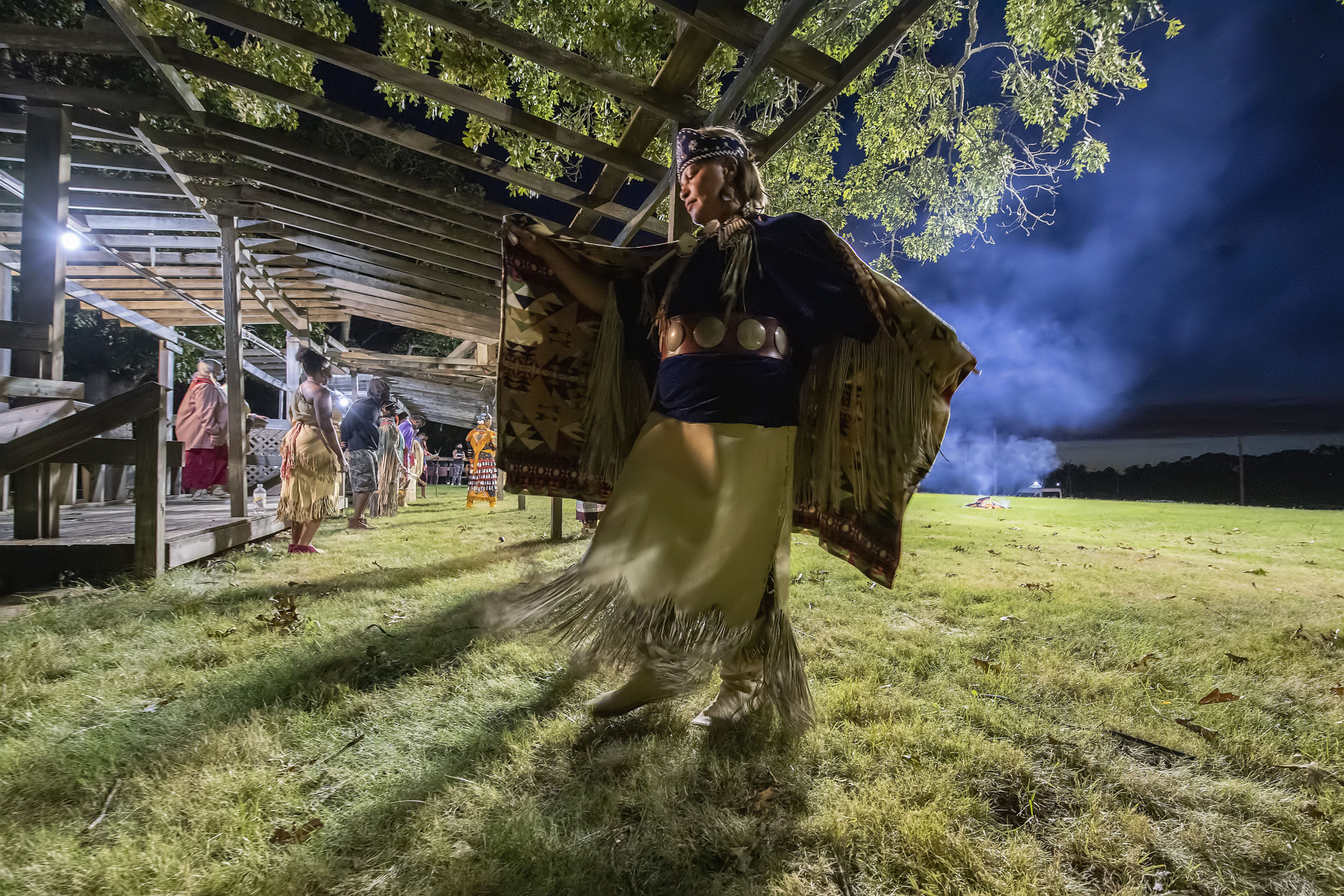 The opening ceremony of the 74th annual Shinnecock Indian Powwow on Friday night.