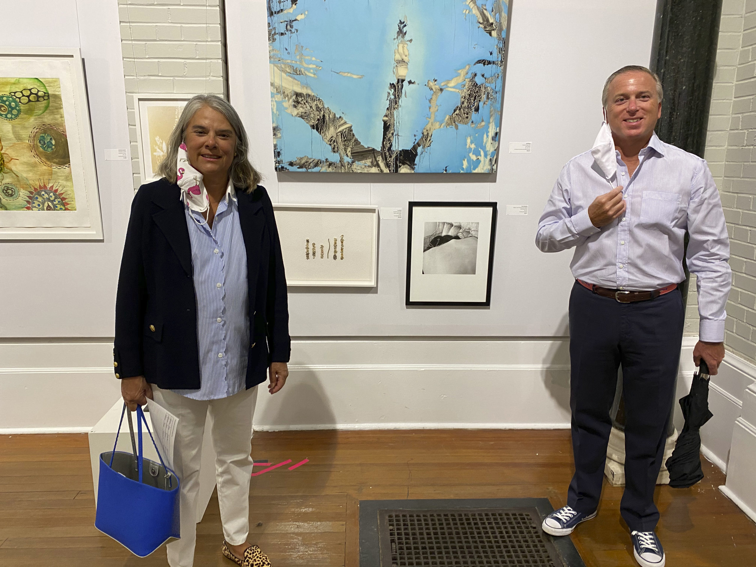 Jennifer Lobo and Chris Toub at the Southampton Arts Center Collectors Sale cocktail party on Thursday, August 27. 