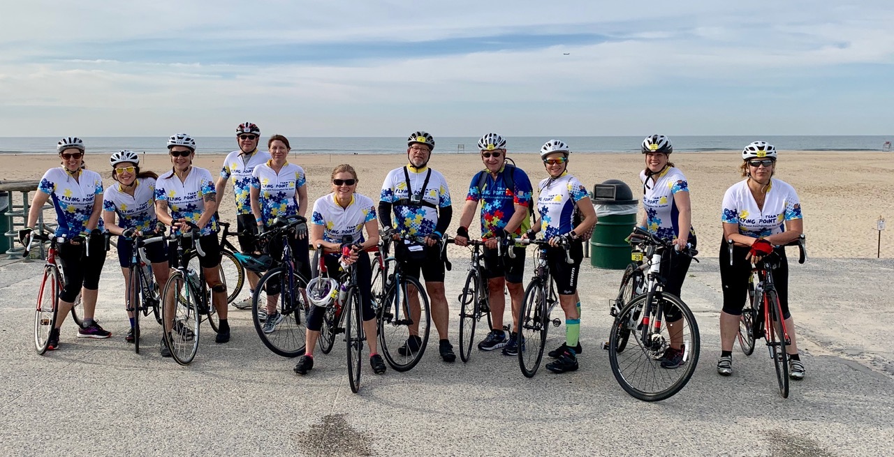 Team Flying Point at Rockaway Beach, the first rest stop in the 2019 ride.