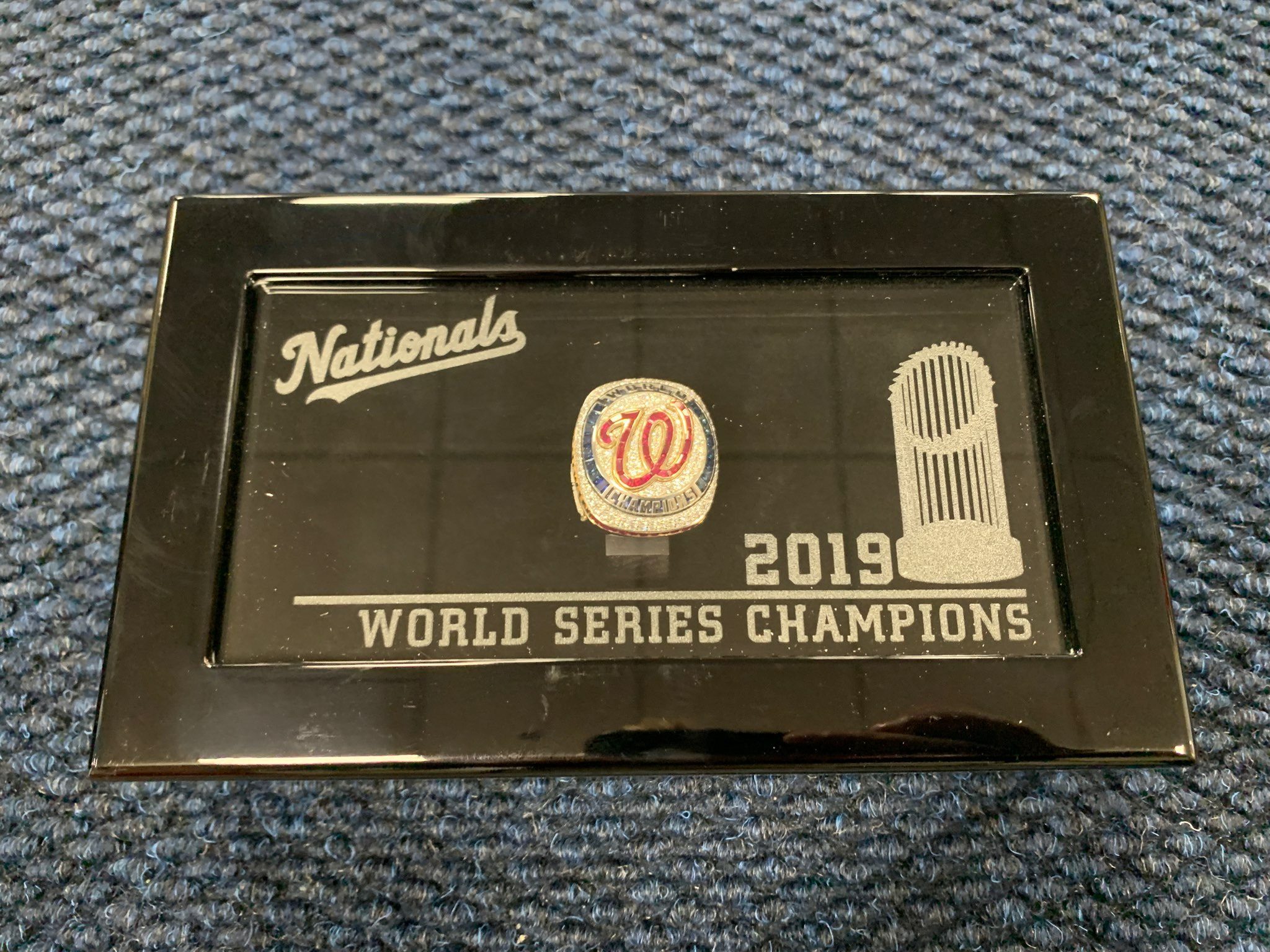 Kyle McGowin's World Series ring in its box.