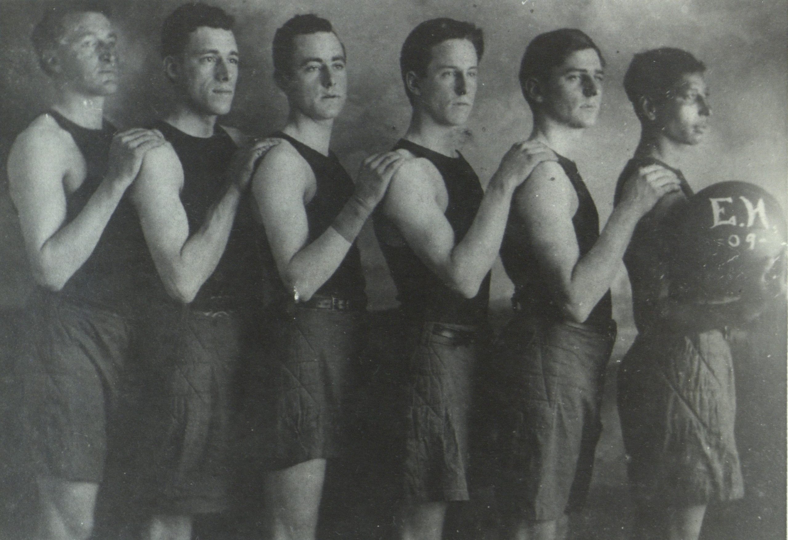 Montaukett John Henry Fowler, far right, and the 1909 East Hampton High School basketball team. 