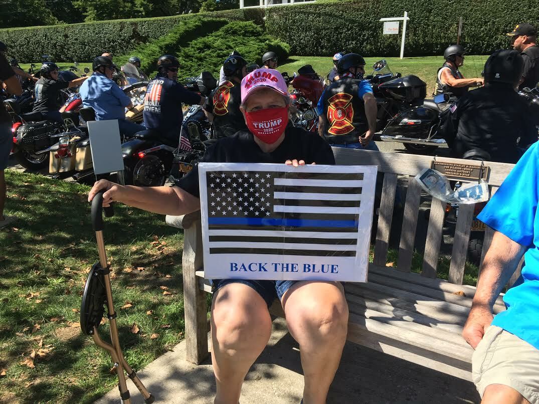 Debbie Guerin of Sag Harbor showed support for law enforcement and president Donald Trump. KITTY MERRILL