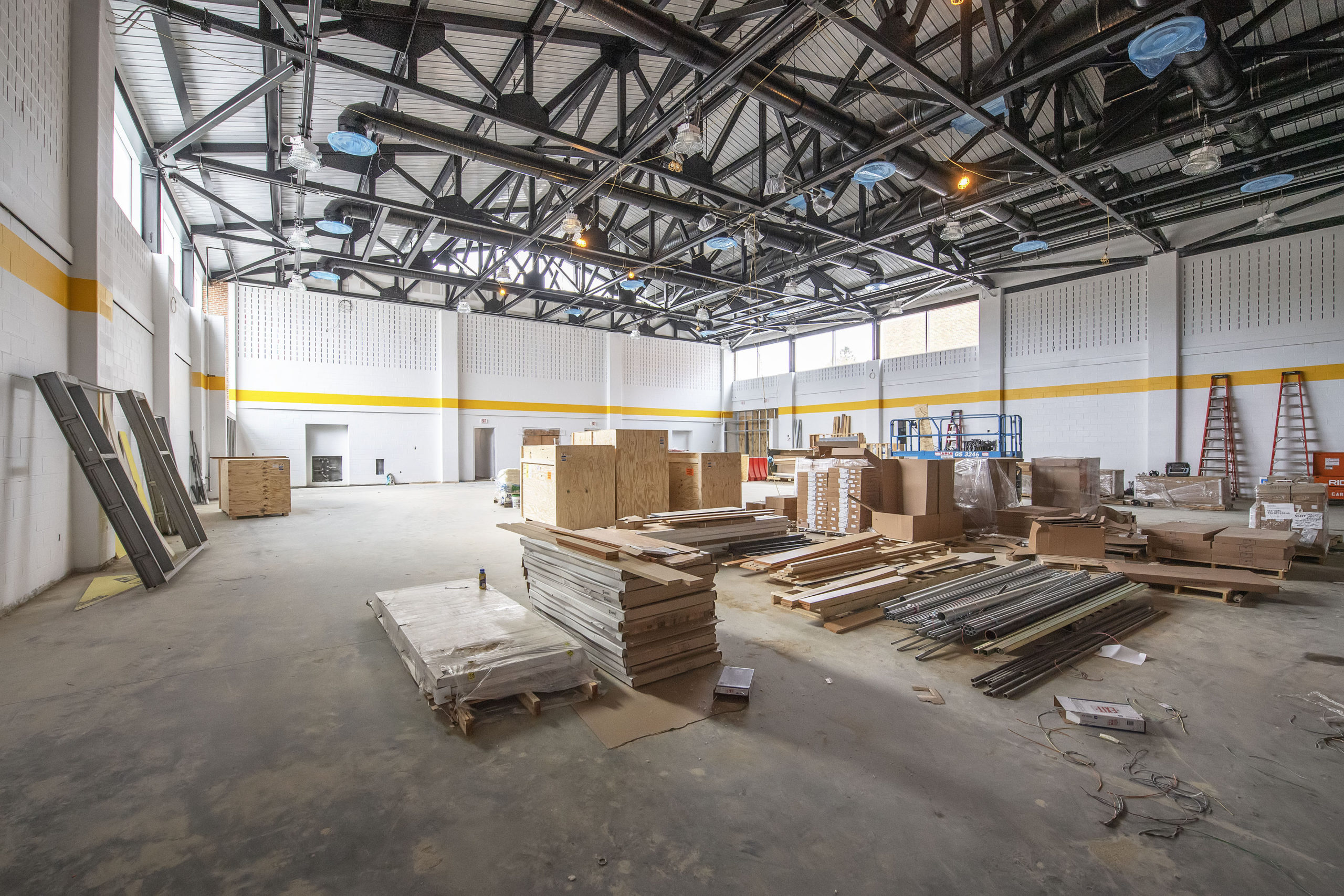 The interior of the new gymnasium as part of the new addition to the Bridgehampton School.  MICHAEL HELLER